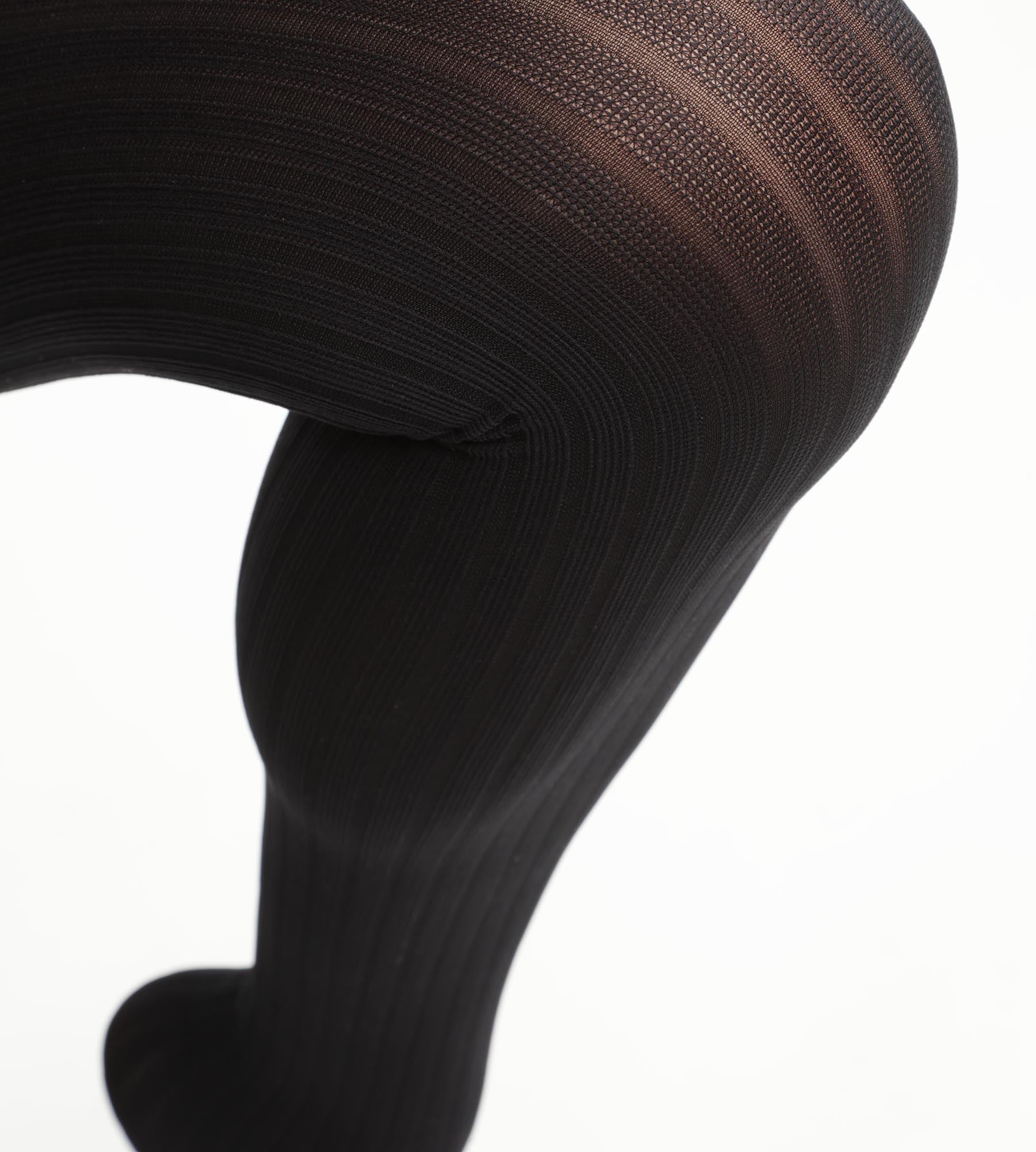 DIM Halbblickdichte, flache, gerippte Strumpfhose für Damen im Black Dim Style