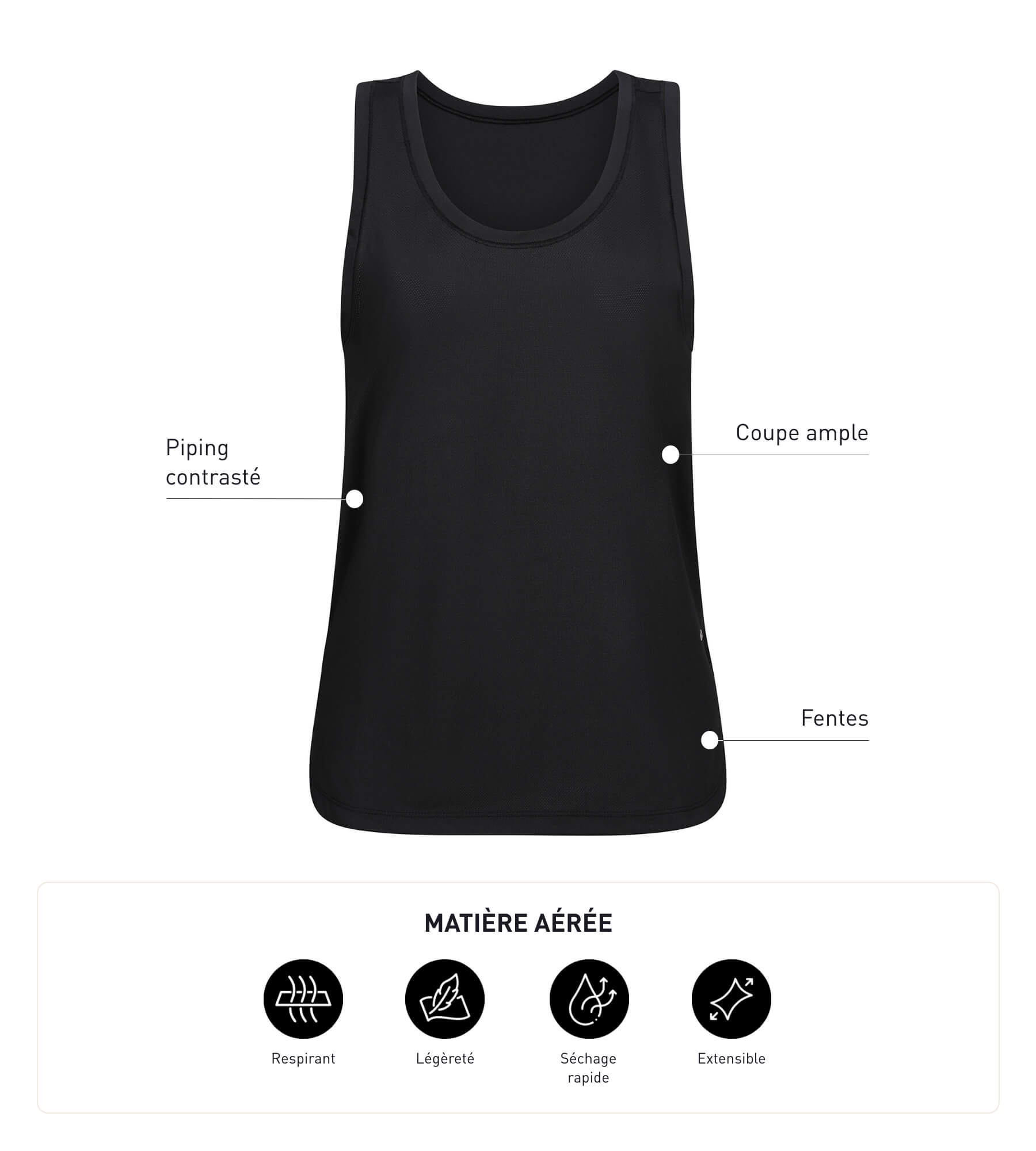 DIM Sport-Tanktop für Damen aus schwarzer Viskose Dim Move
