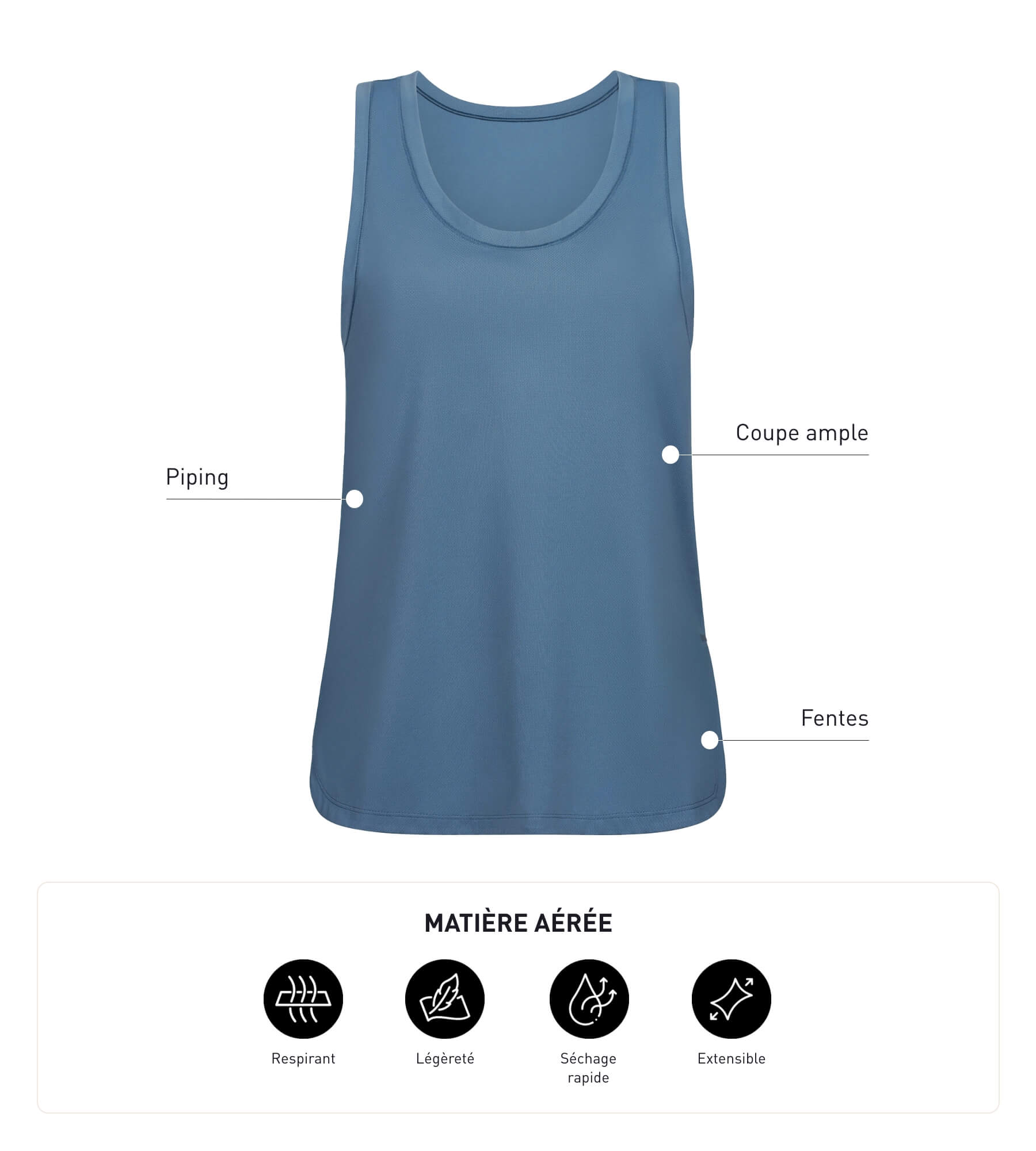 DIM Langes Sport-Tanktop aus Viskose für Damen Blue Jean Dim Move
