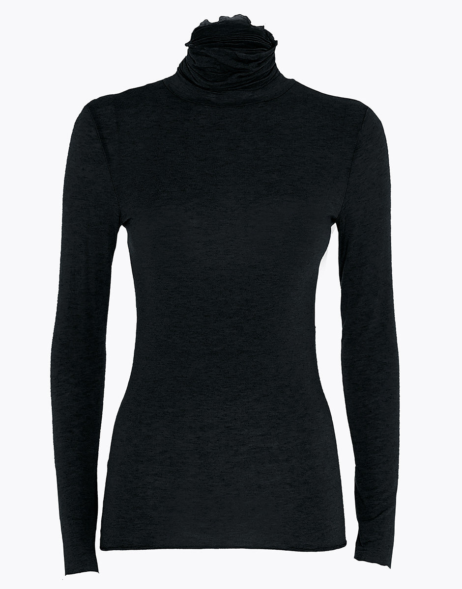 DIM Langärmliger Stehkragenpullover aus Modal und Kaschmir Schwarz