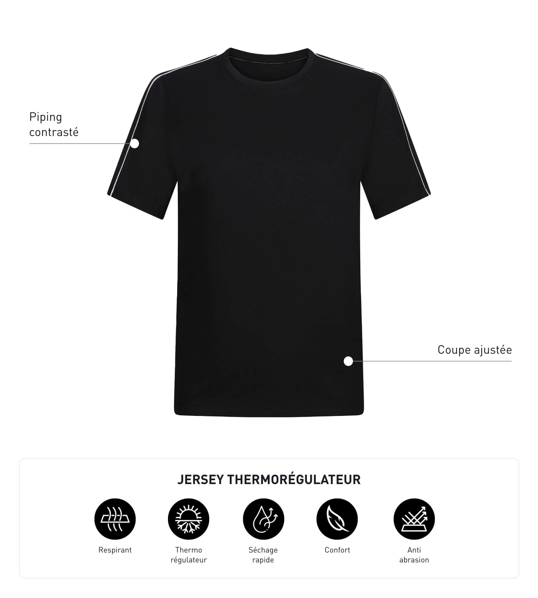 DIM Thermoregulierendes Sport-T-Shirt für Herren aus Jersey Black Dim Move