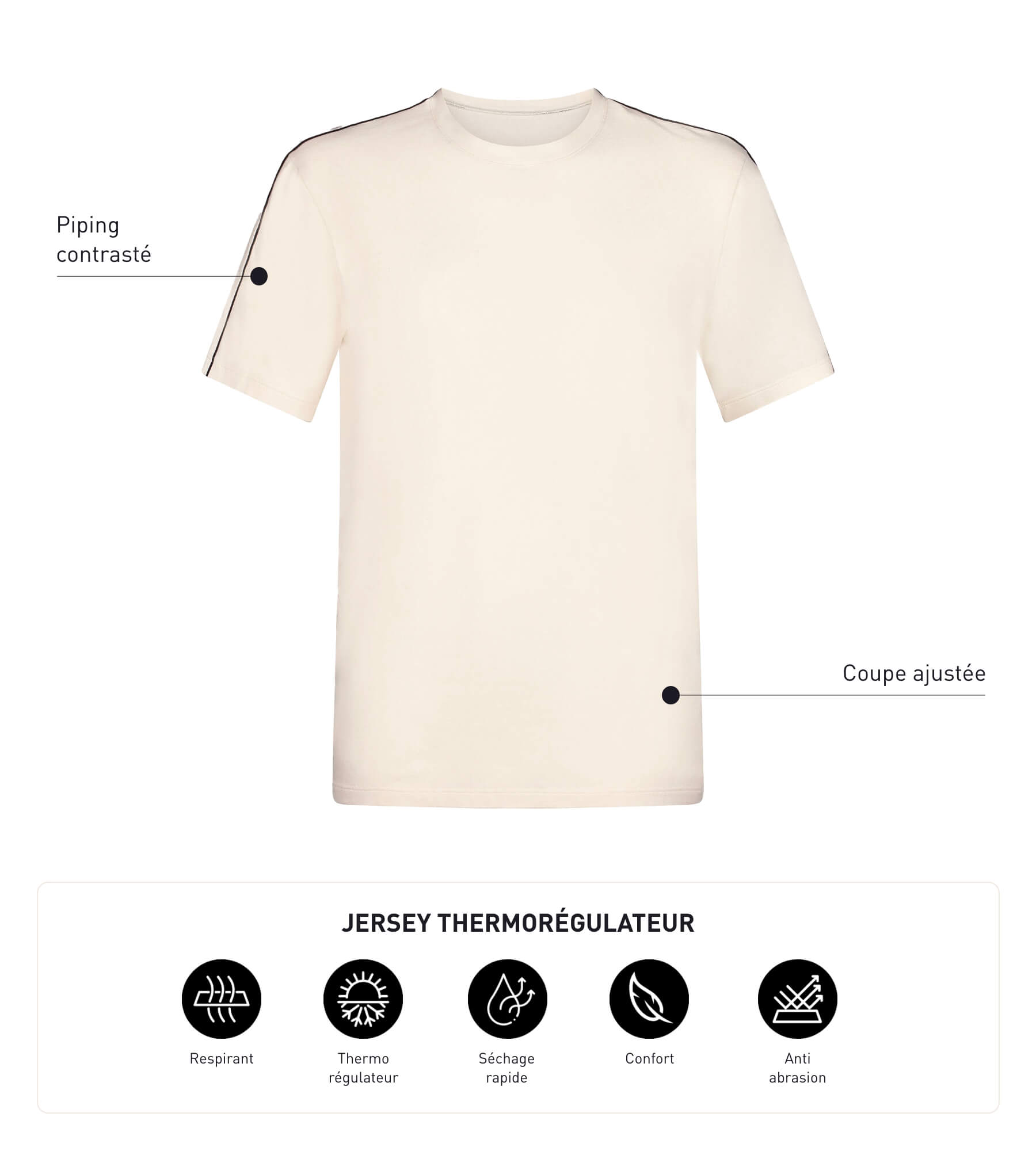 DIM Thermoregulierendes Sport-T-Shirt für Herren aus Ecru-Jersey Dim Move