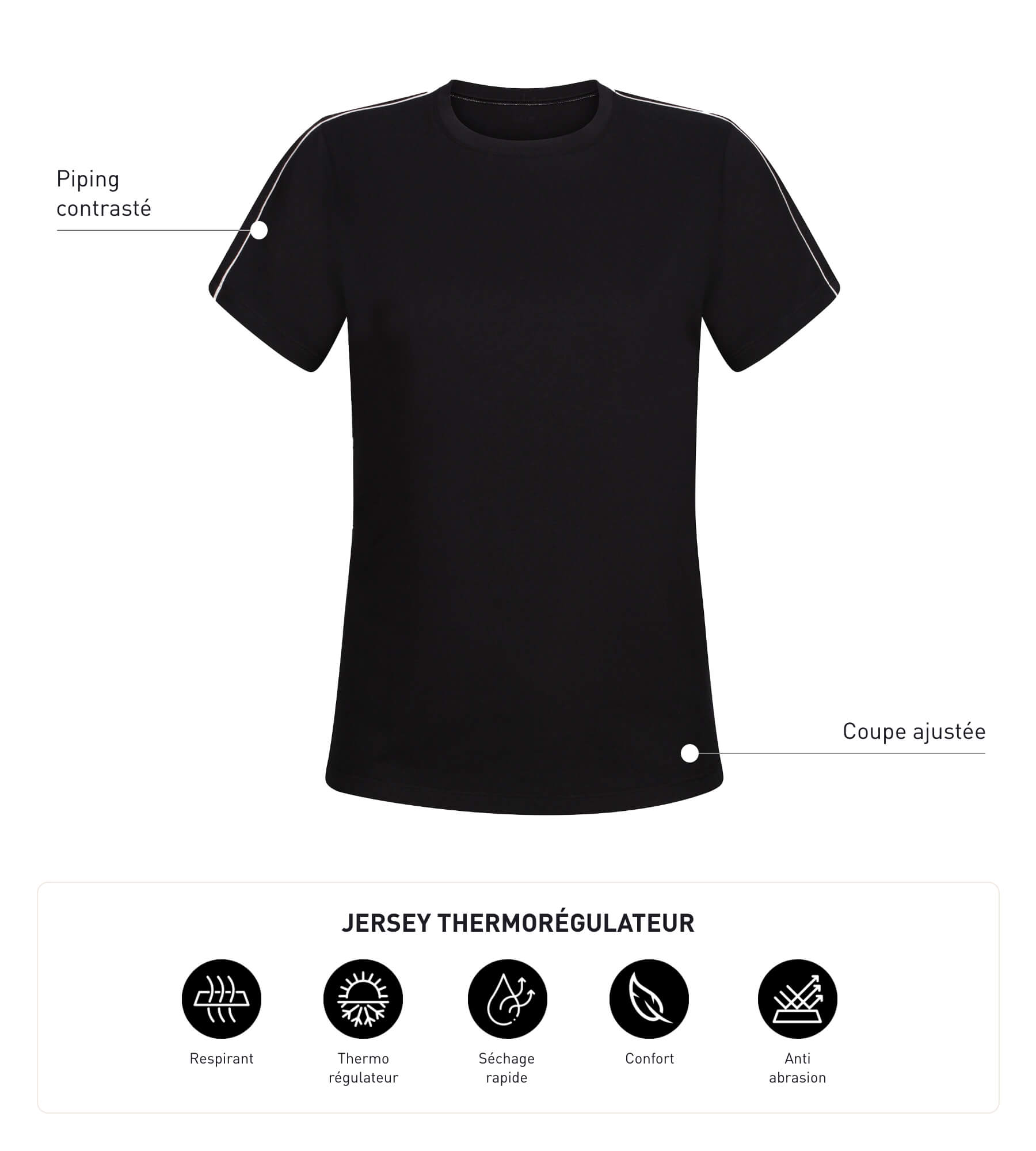 DIM Thermoregulierendes Sport-T-Shirt für Damen aus Jersey Black Dim Move