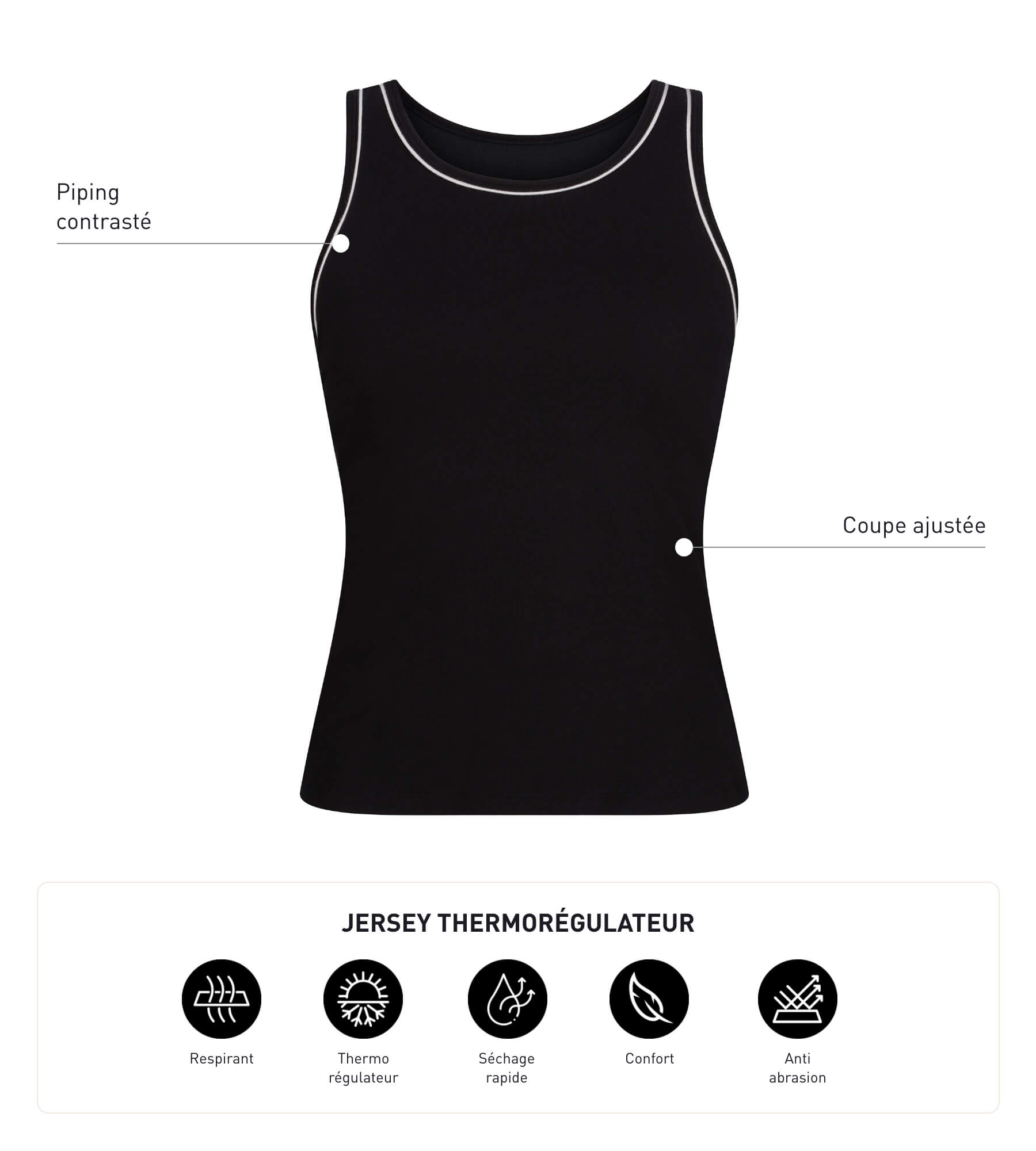 DIM Thermoregulierendes Sport-Tanktop für Damen aus Jersey Black Dim Move