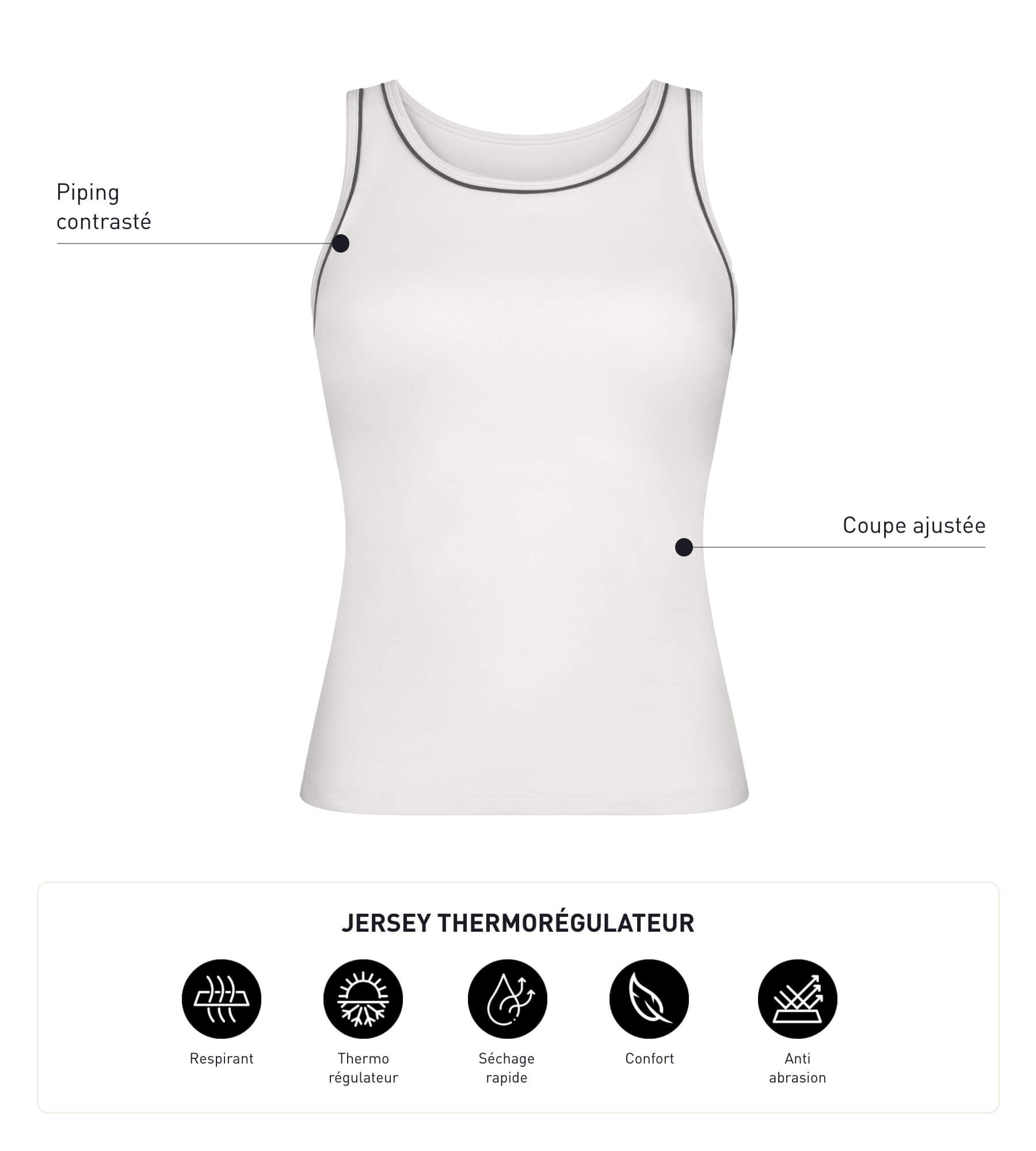 DIM Thermoregulierendes Sport-Tanktop für Damen aus Ecru-Jersey Dim Move