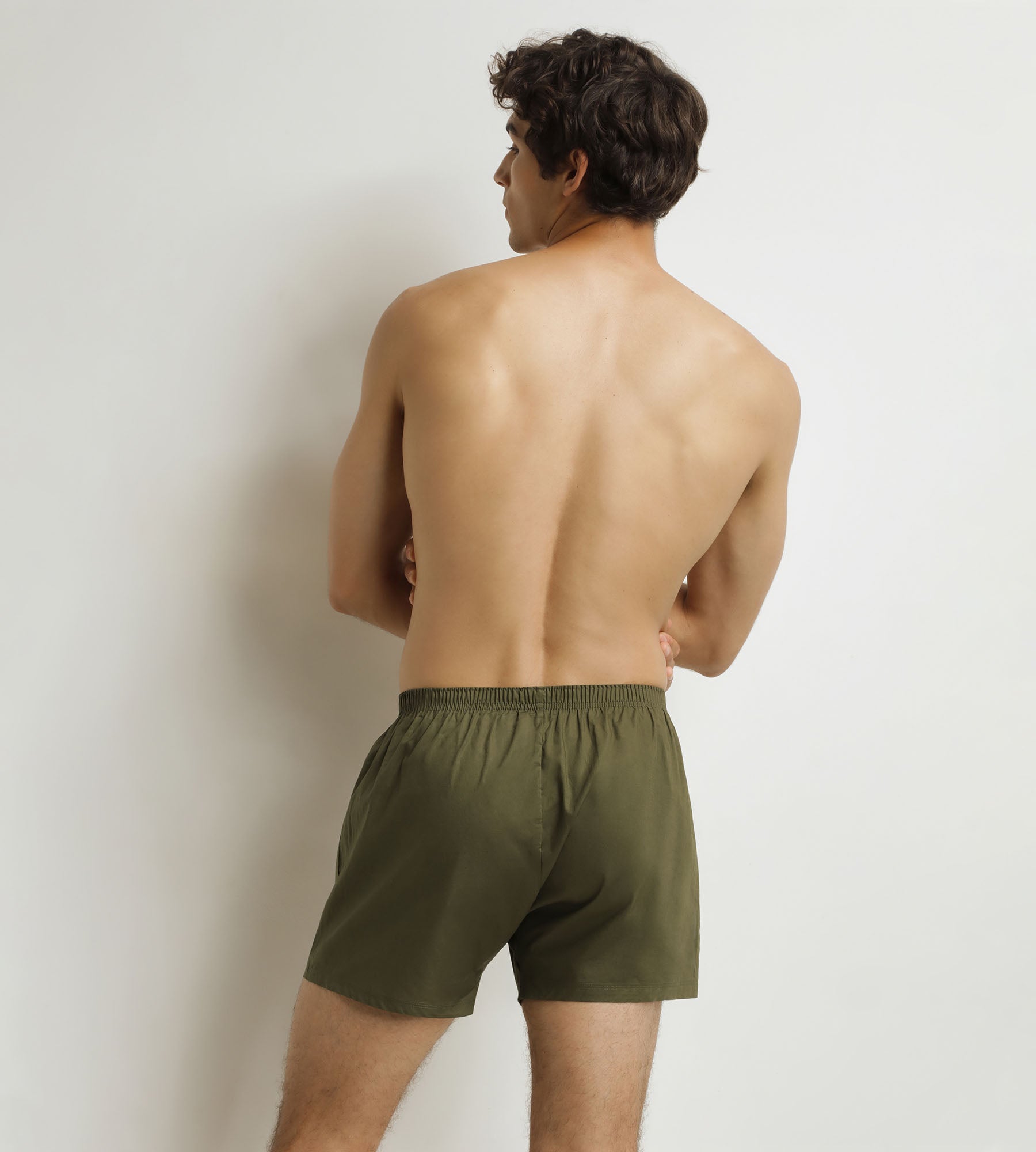 DIM 2er-Pack Boxershorts für Männer Beige gestreift Grün Baumwolle Stretch