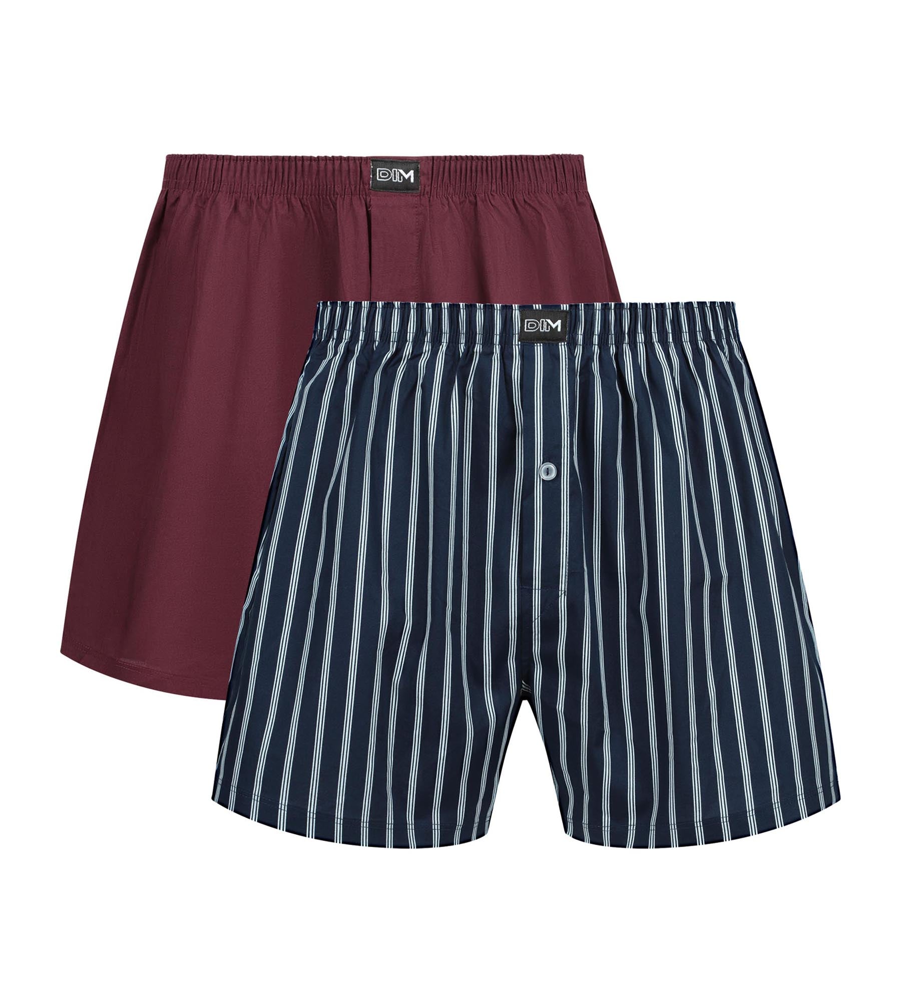 DIM 2er-Pack Unterhosen für Männer Blau gestreift Rot Baumwolle Stretch