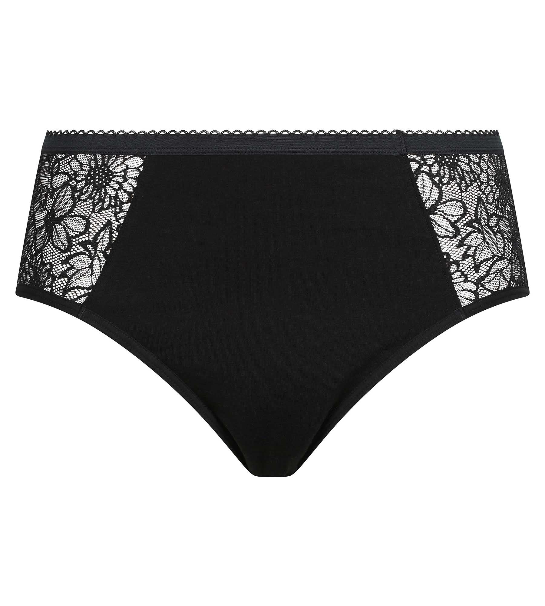 DIM Schwarzer Periodenhipster aus Bio-Baumwolle mit Meshdetail - Dim Protect starke Blutung