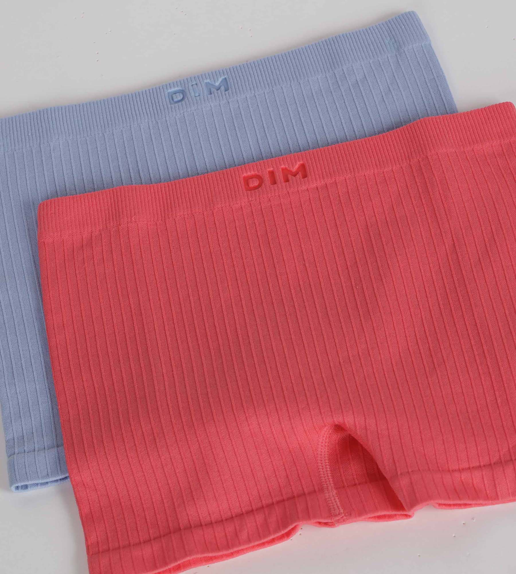DIM 2er-Pack Mädchen-Boxershorts aus nathloser Mikrofaser in Distelblau und Rosa - Dim