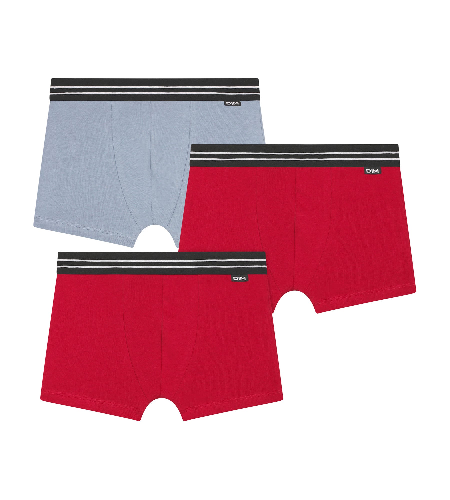 DIM 3er-Pack blaue Boxershorts für Jungen aus Baumwolle mit Stretch – EcoDIM