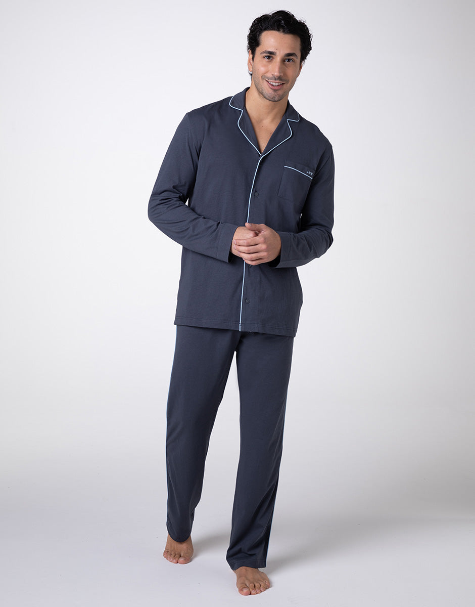 DIM Unisex Langarm-Pyjama aus Schiefer-Baumwolljersey