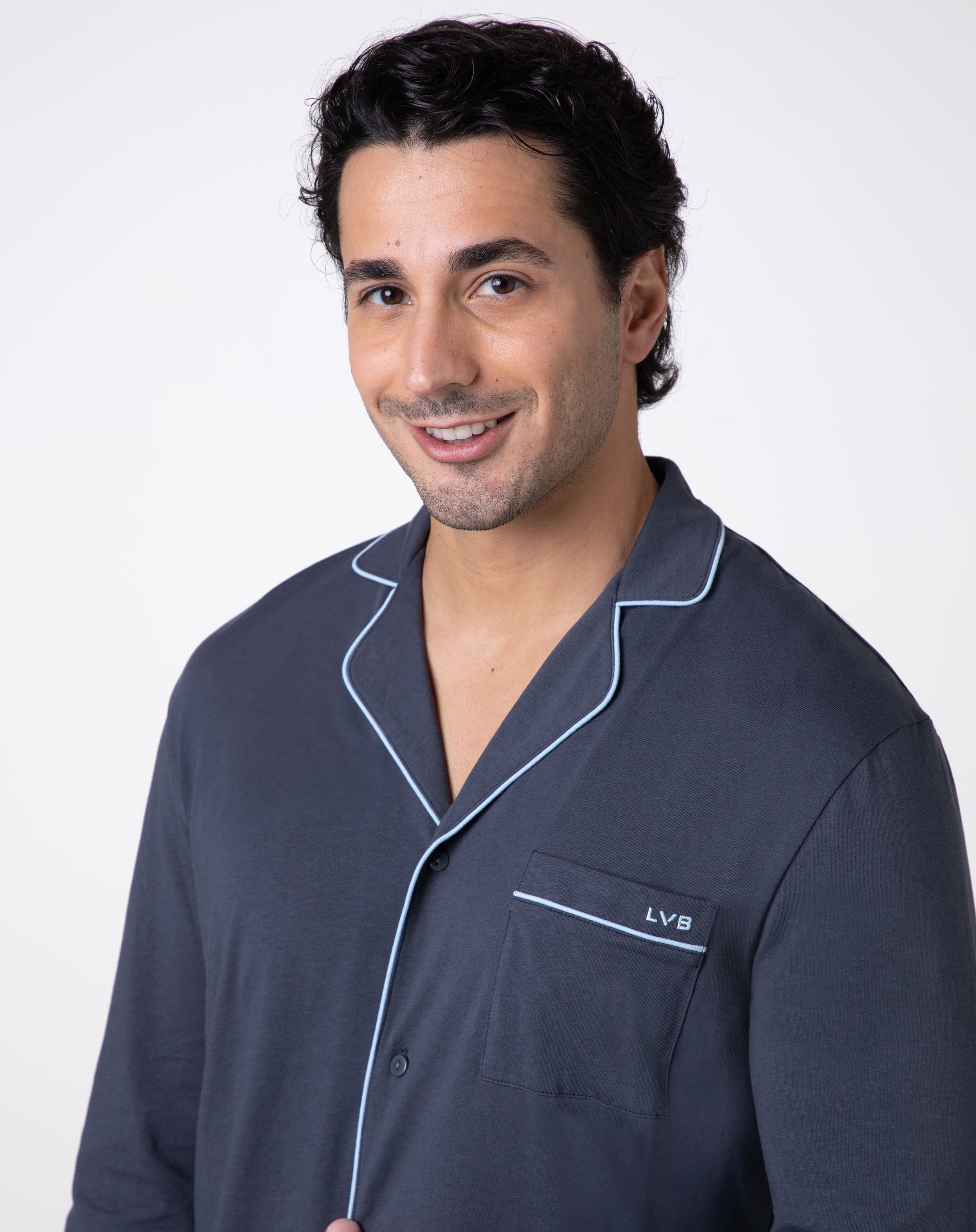 DIM Unisex Langarm-Pyjama aus Schiefer-Baumwolljersey