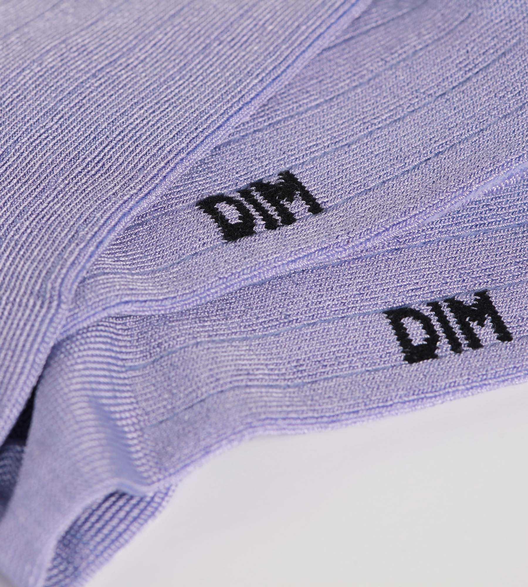 DIM Lila flache Damensocken aus satinierter, gerippter Baumwolle - Dim Mode