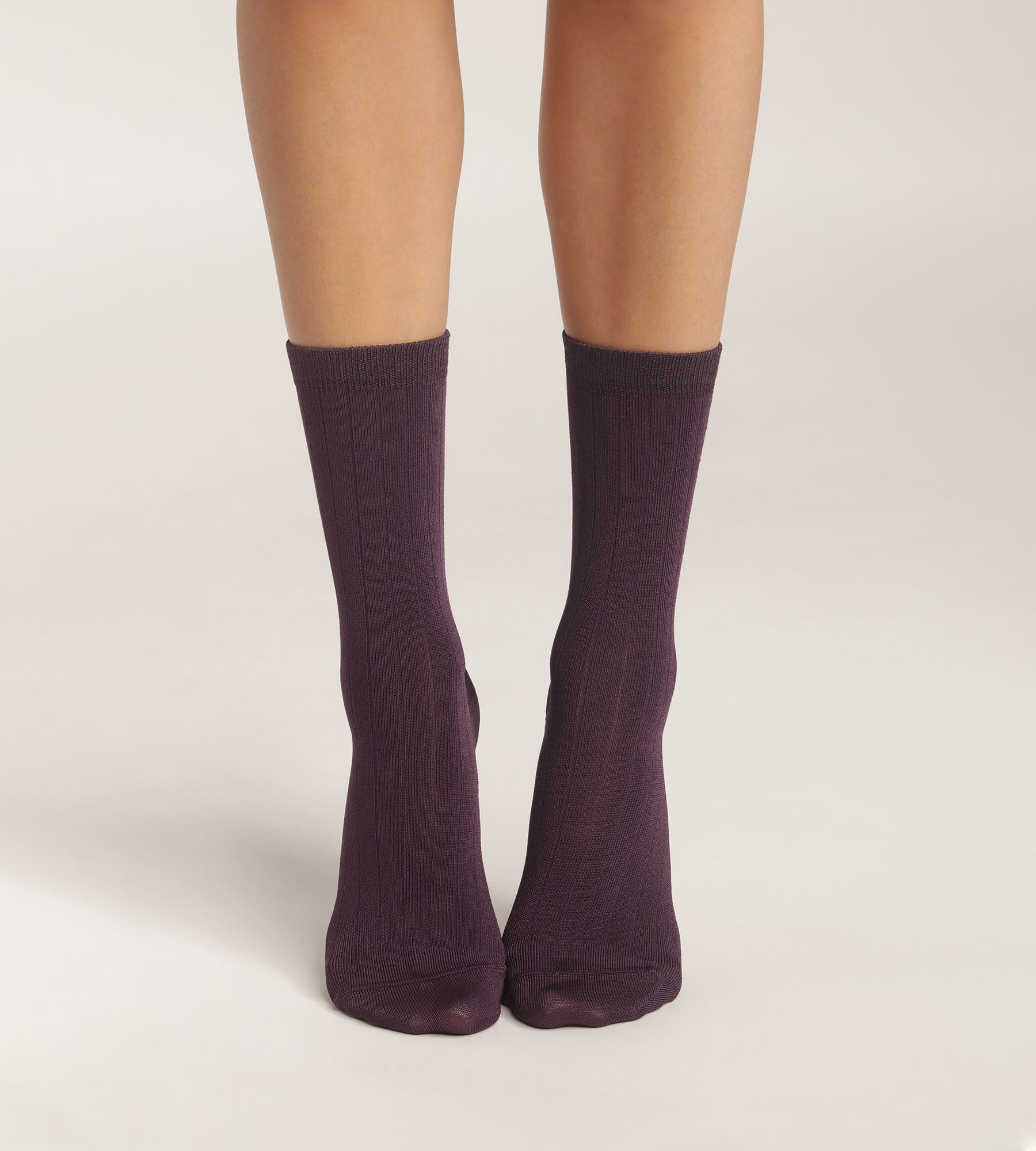 DIM Violette gerippte Damensocken aus satinierter Baumwolle - Dim Mode