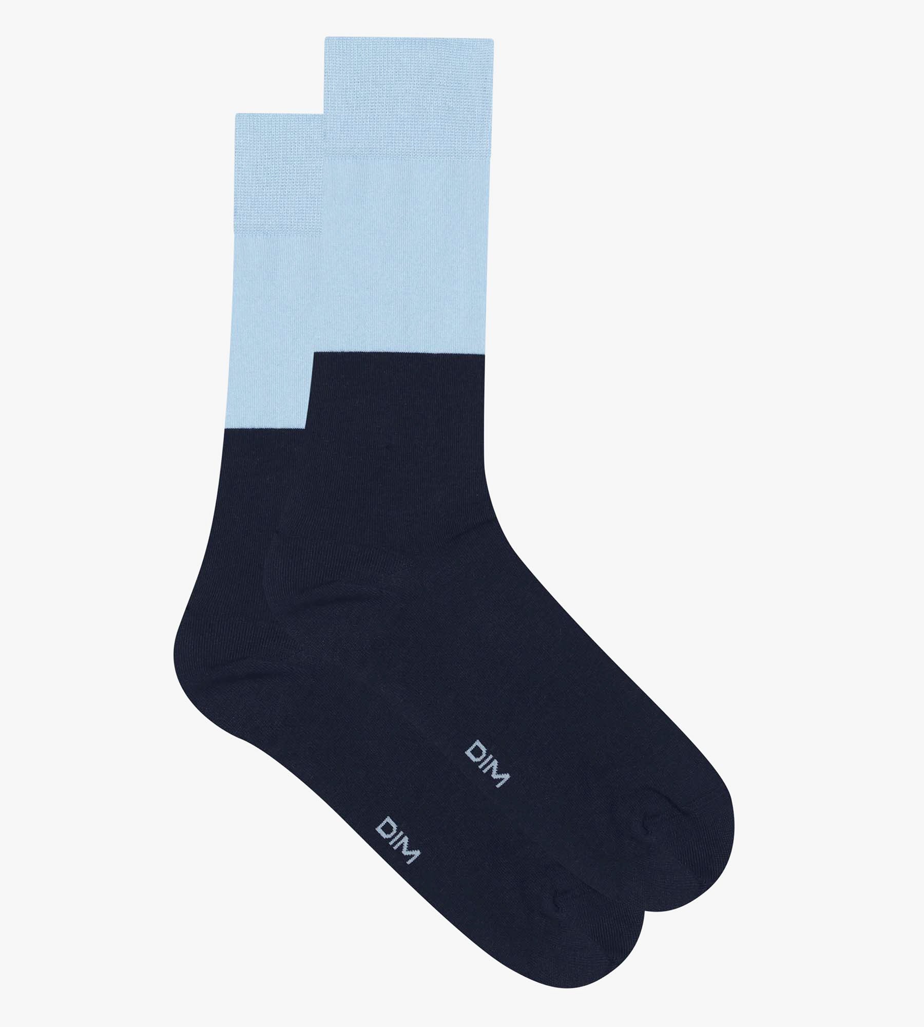 DIM Marineblaue Herrensocken aus Baumwolle mit Colorblock-Effekt - Dim Mode