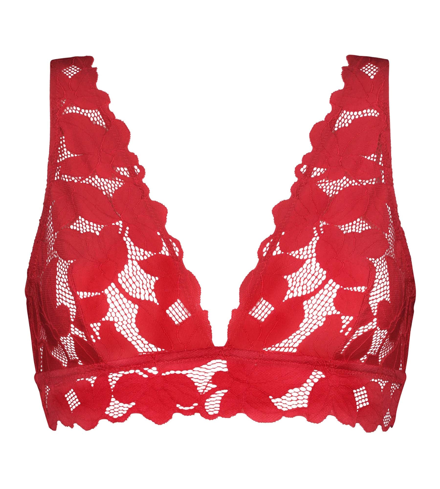 DIM Roter Bralette mit auffälligen Blütenspitzen – Dim Lacy