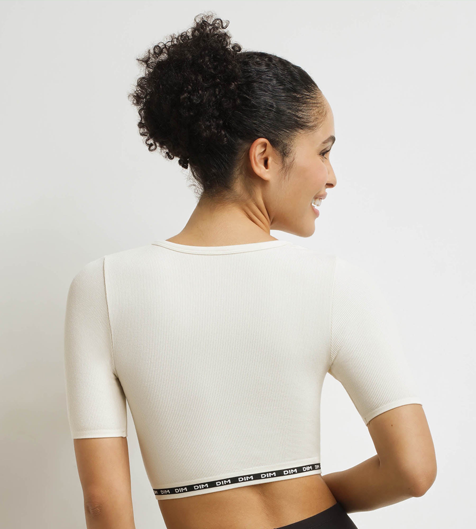 DIM Nahtloses Damen-Top aus gerippter Mikrofaser Beige - Dim Icons Seamless