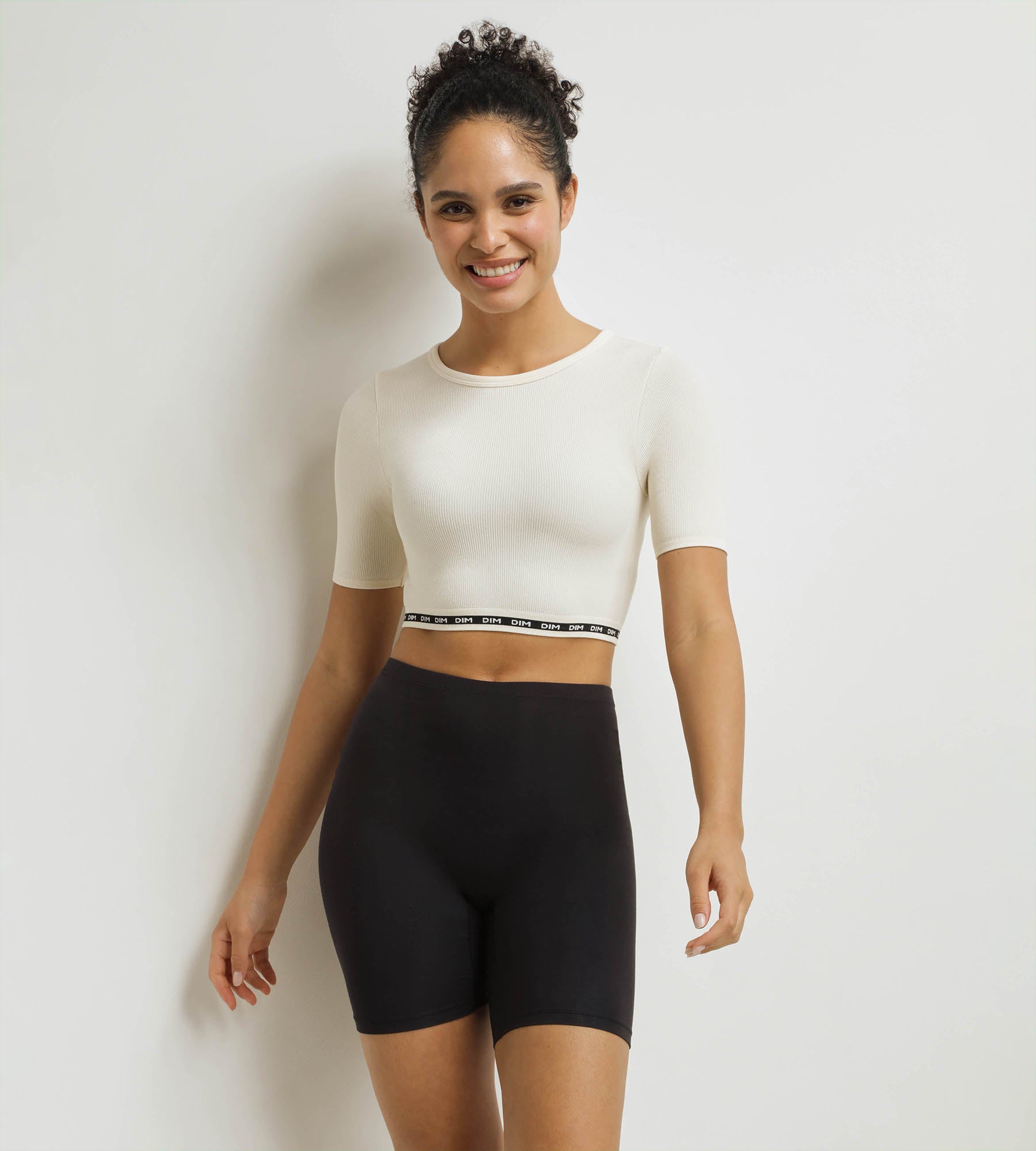 DIM Nahtloses Damen-Top aus gerippter Mikrofaser Beige - Dim Icons Seamless