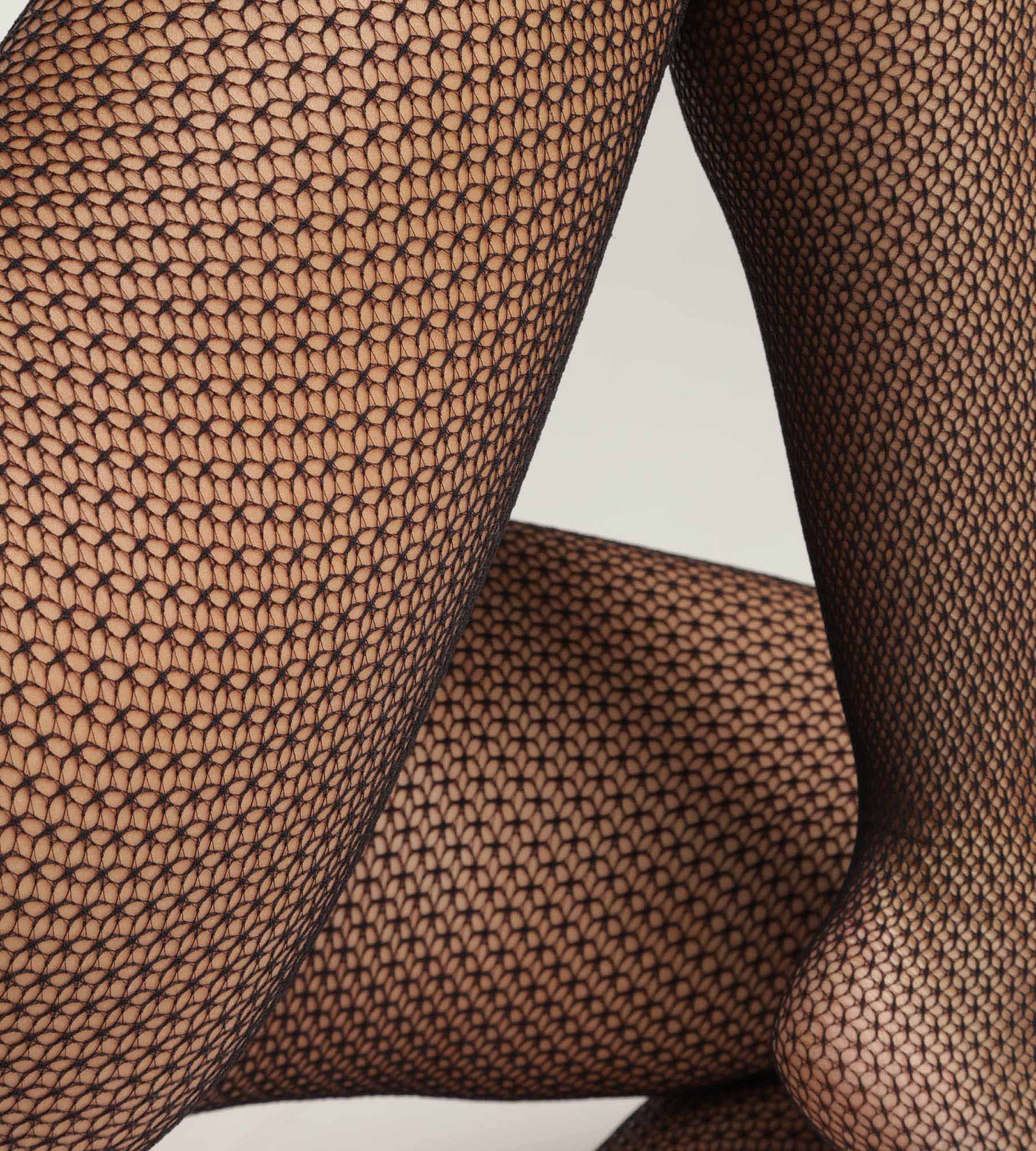 DIM Schwarze Strumpfhose aus geometrischer Spitze- DIM Style