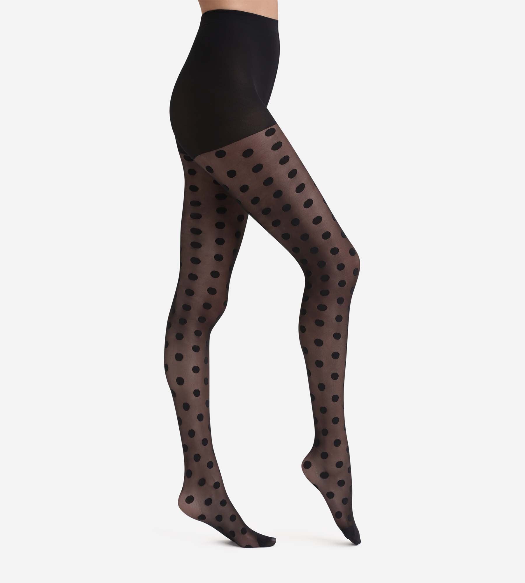DIM Schwarze transparente Strumpfhose mit großen Punkten- DIM Style