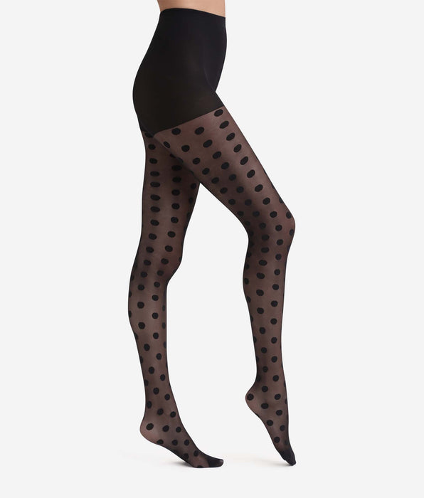 DIM Schwarze transparente Strumpfhose mit großen Punkten- DIM Style