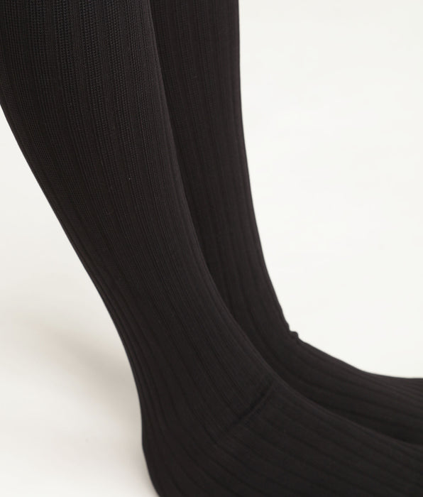 DIM Schwarze Kniestrümpfe aus opakem Voile mit Rippenmuster- DIM Style