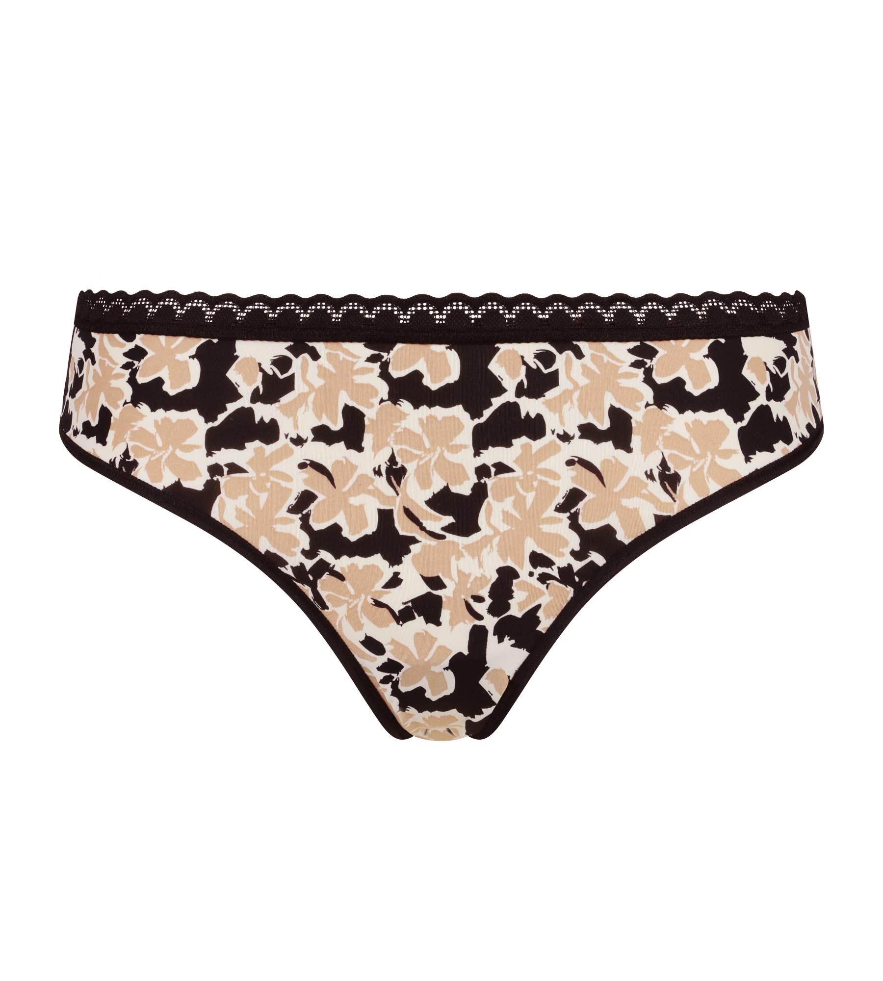DIM Damen-String mit Spitze und Blumenmuster Beige Daily Micro