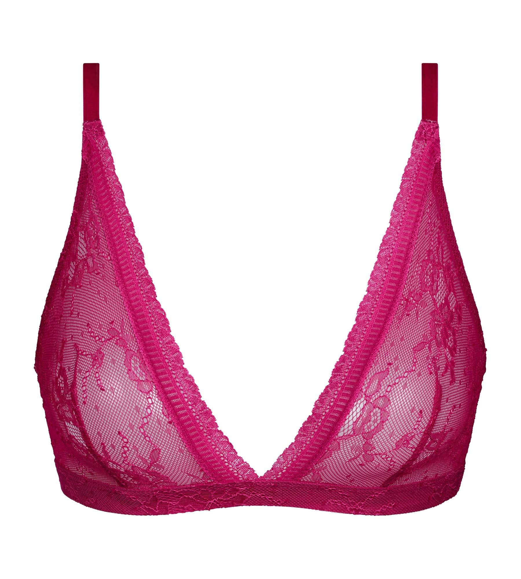 DIM Fuchsia Triangel-BH ohne Bügel aus floraler Spitze – Dim Romance