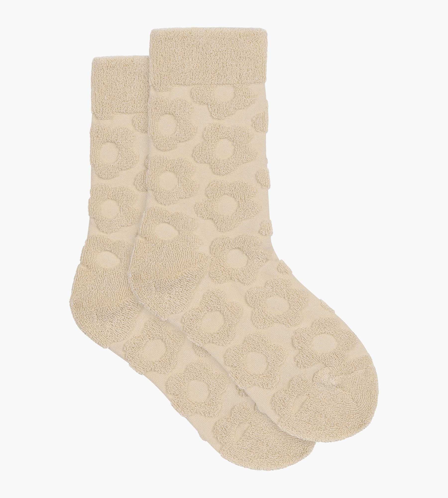 DIM Socken für Frauen Frottee Creme mit Blumen Dim Mode
