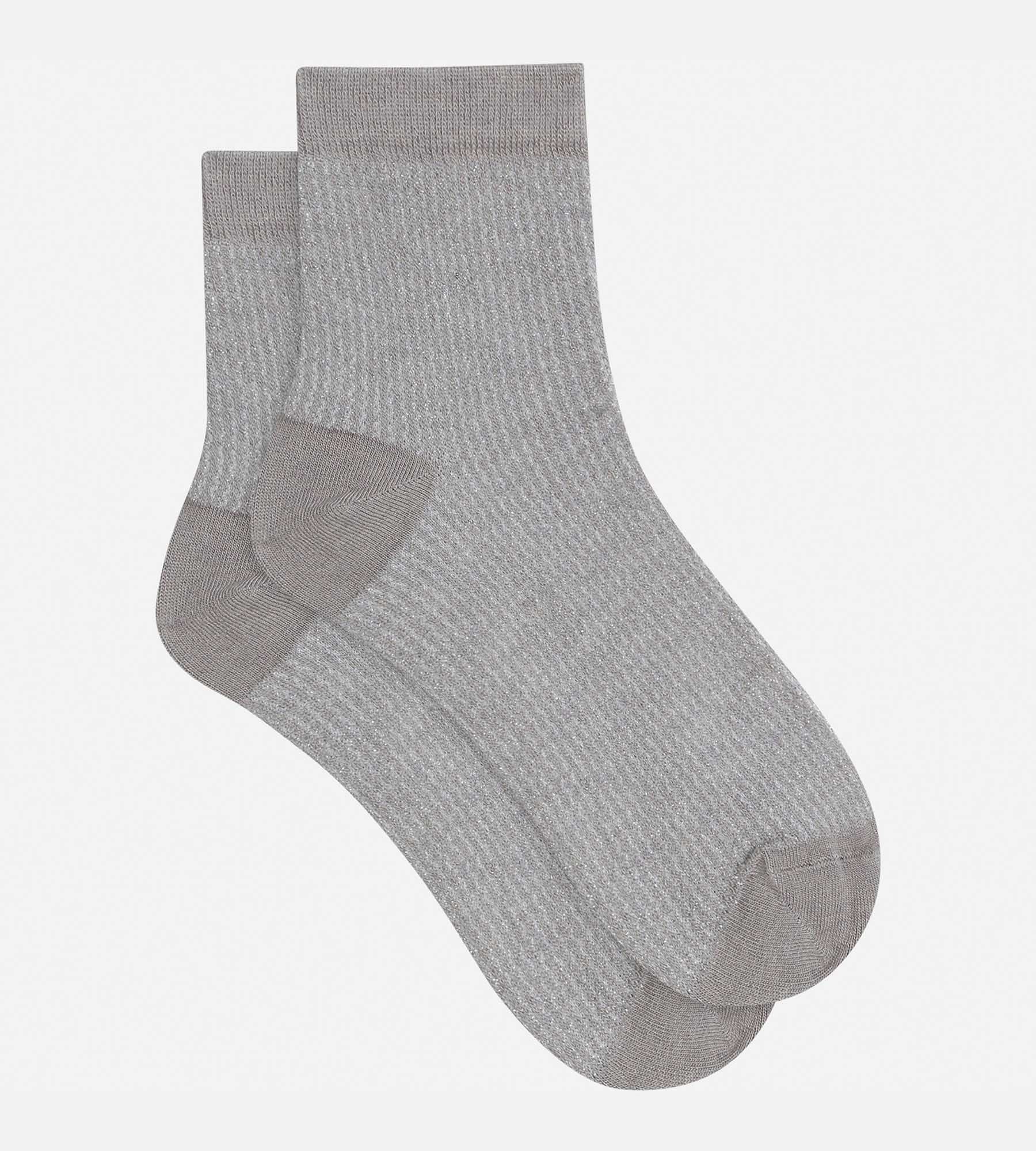 DIM Damensocken Taupe und Lurex Silber Dim Mode