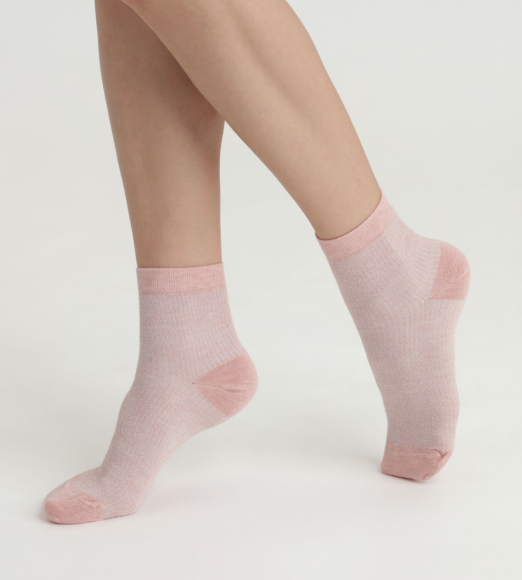 DIM Damensocken rosa und Lurex silber Dim Mode