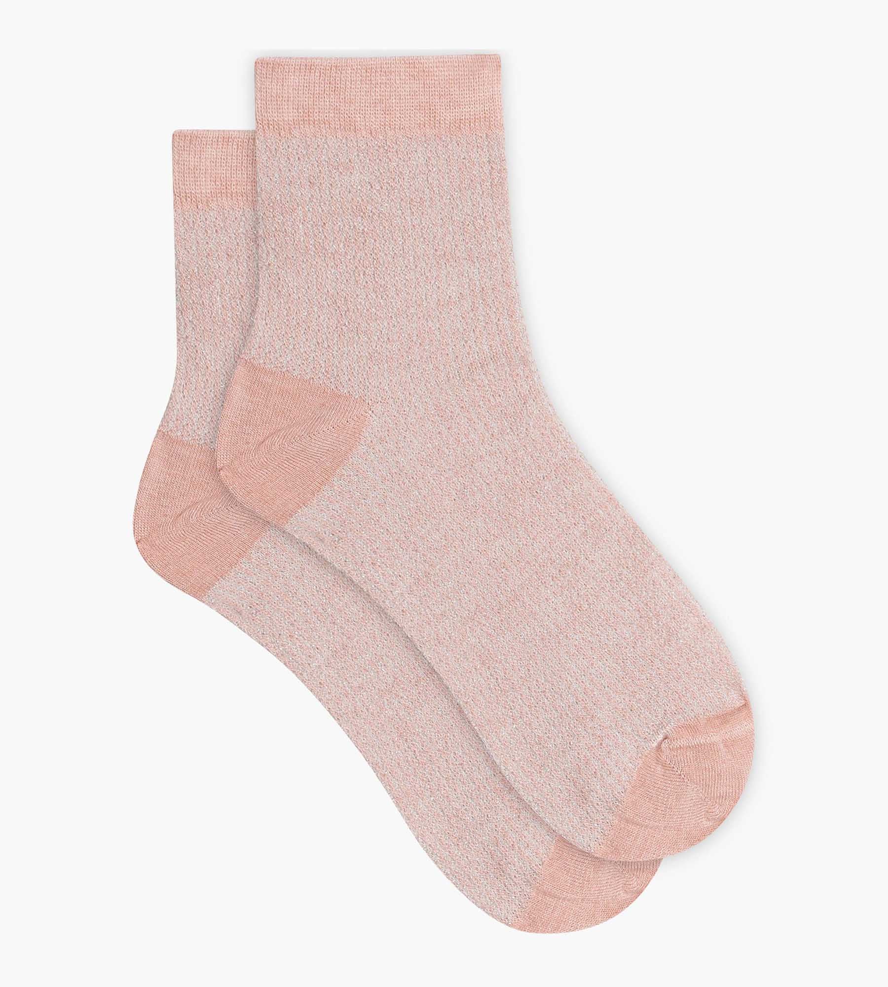 DIM Damensocken rosa und Lurex silber Dim Mode