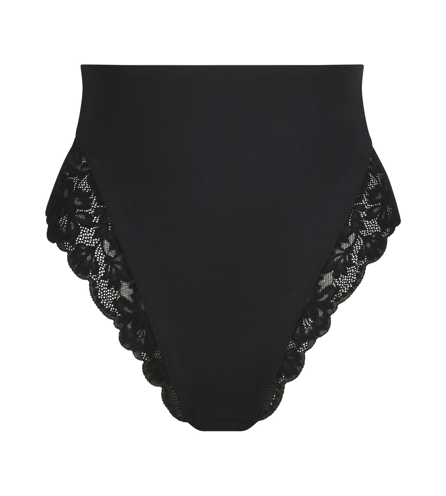 DIM Schwarzer Mikrofaser- und Spitze-Shaping-String mit hohem Bund – DIM Silhouette Elegance