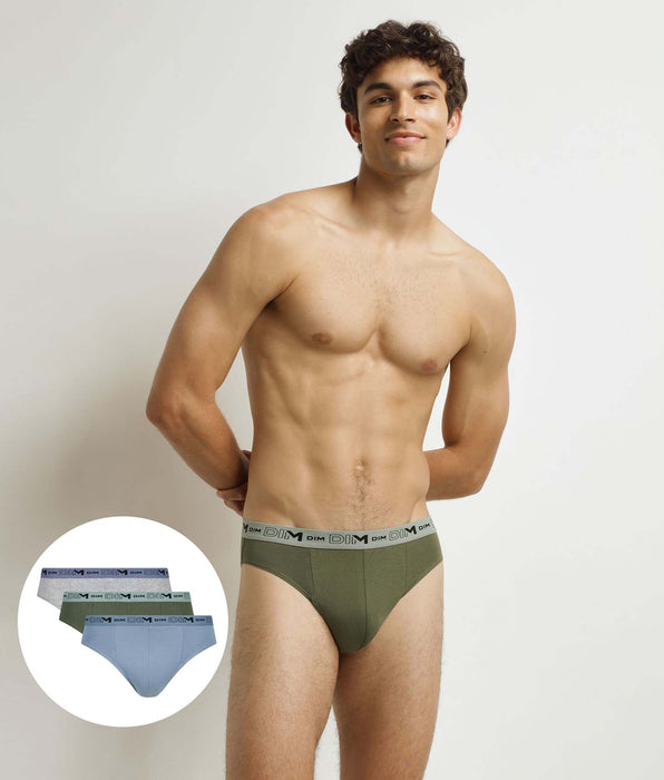 DIM 3er-Pack Herren-Slips Blau Grau Grün Baumwolle Stretch Bio