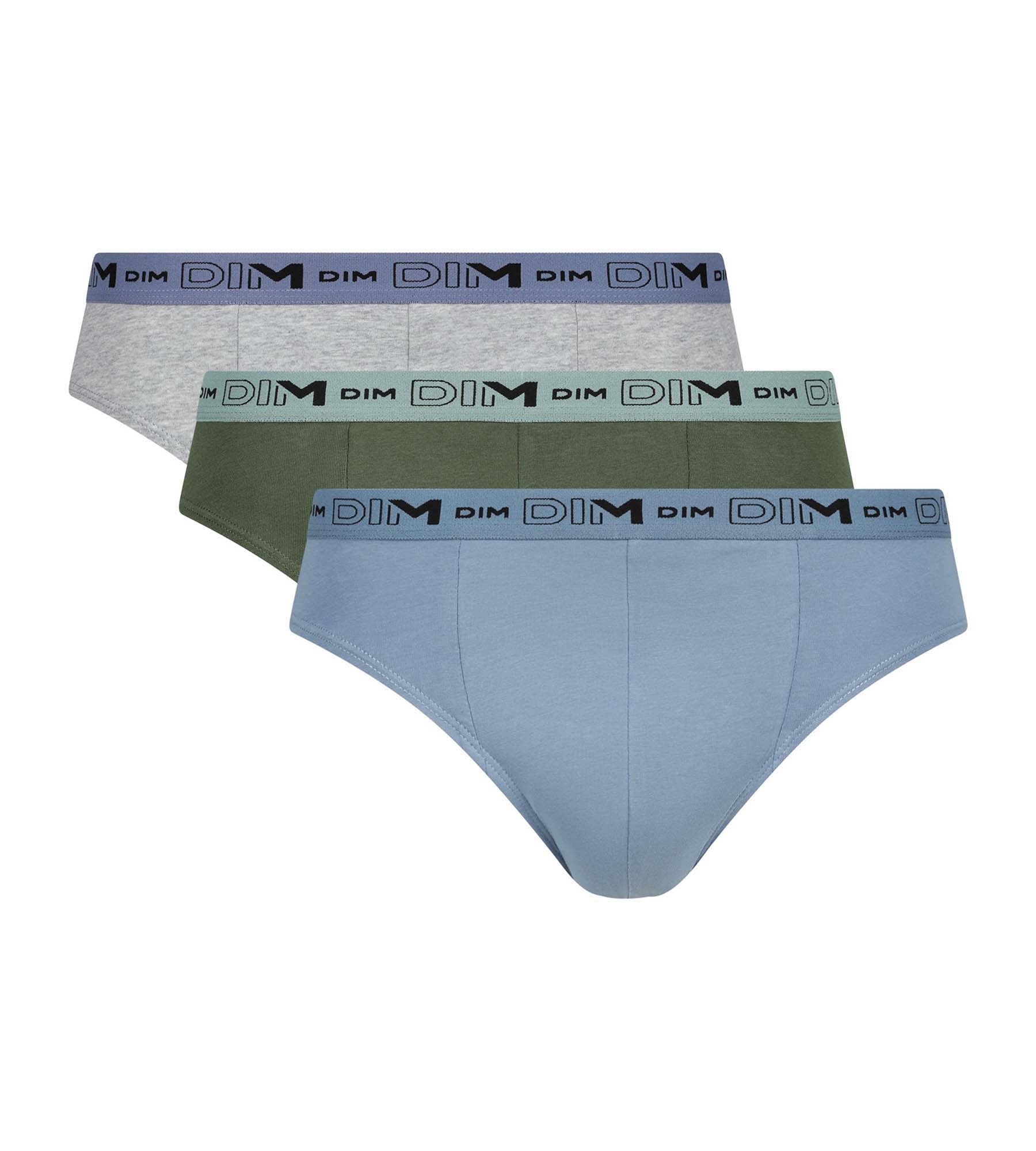 DIM 3er-Pack Herren-Slips Blau Grau Grün Baumwolle Stretch Bio