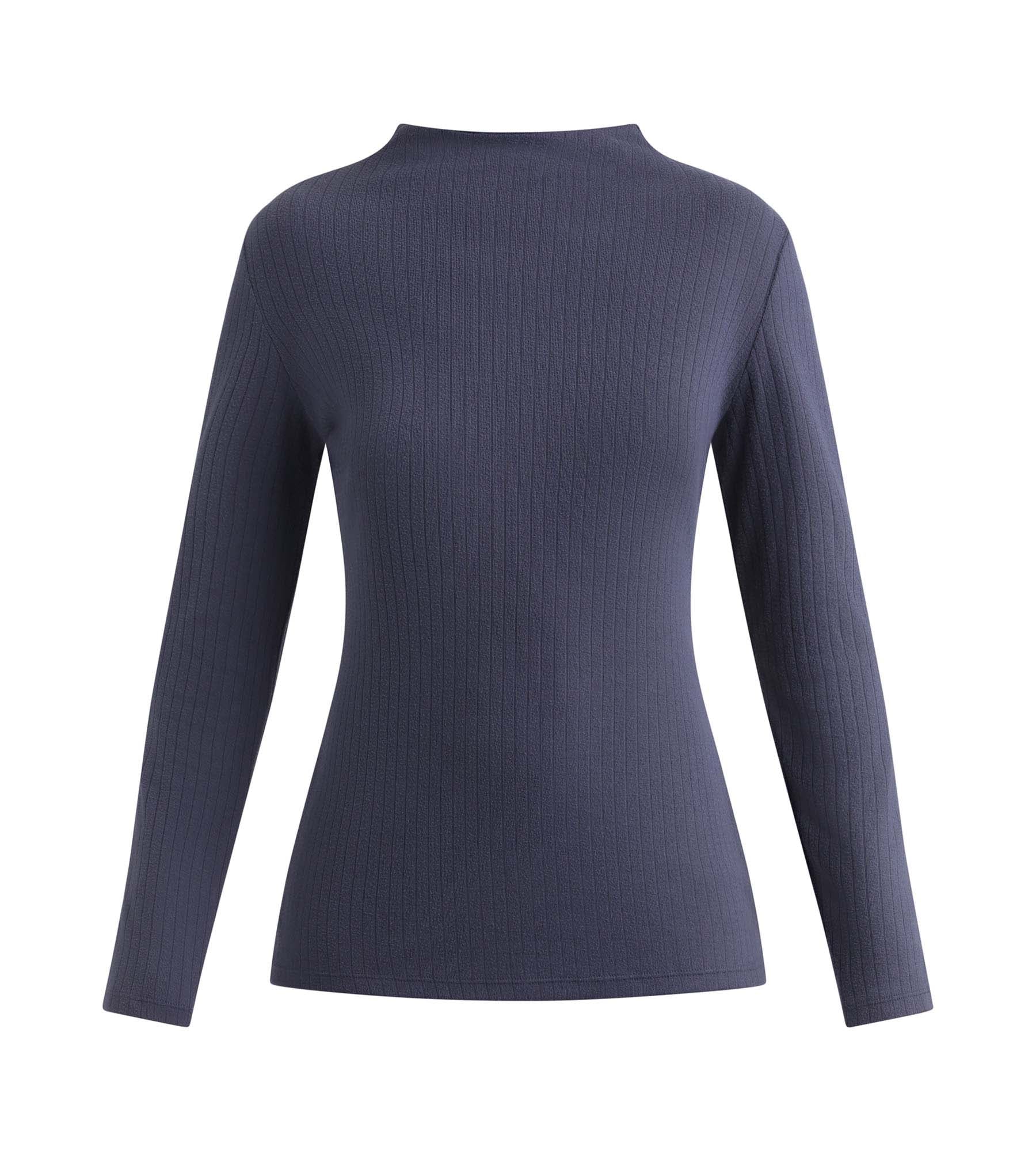 DIM Geripptes Damen-T-Shirt mit Stehkragen Grau Dim Thermal
