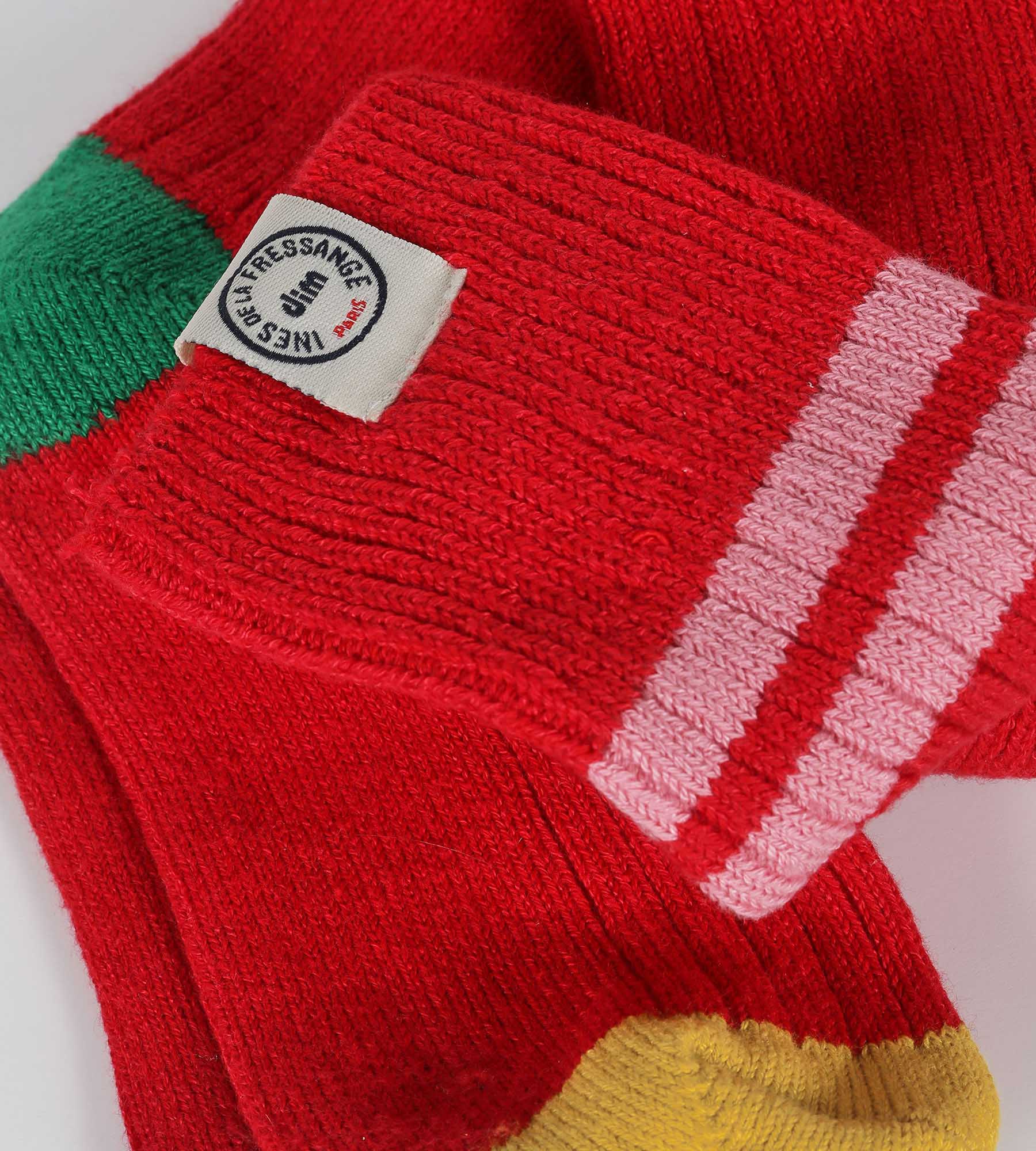 DIM Hohe Socken Frau colorblock Rot Dim x Ines de La Fressange