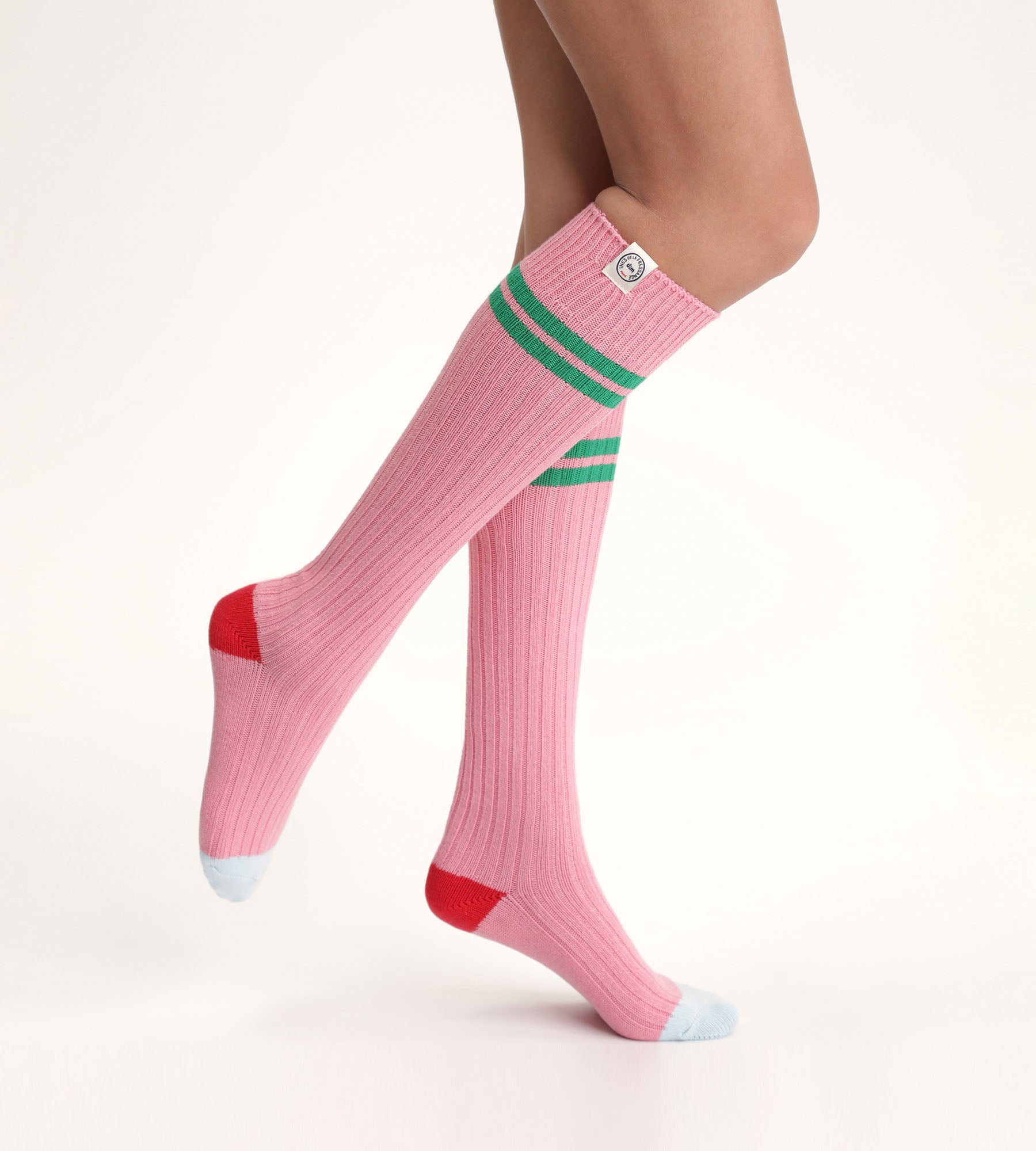 DIM Hohe Socken Frau colorblock Rose Dim x Ines de La Fressange