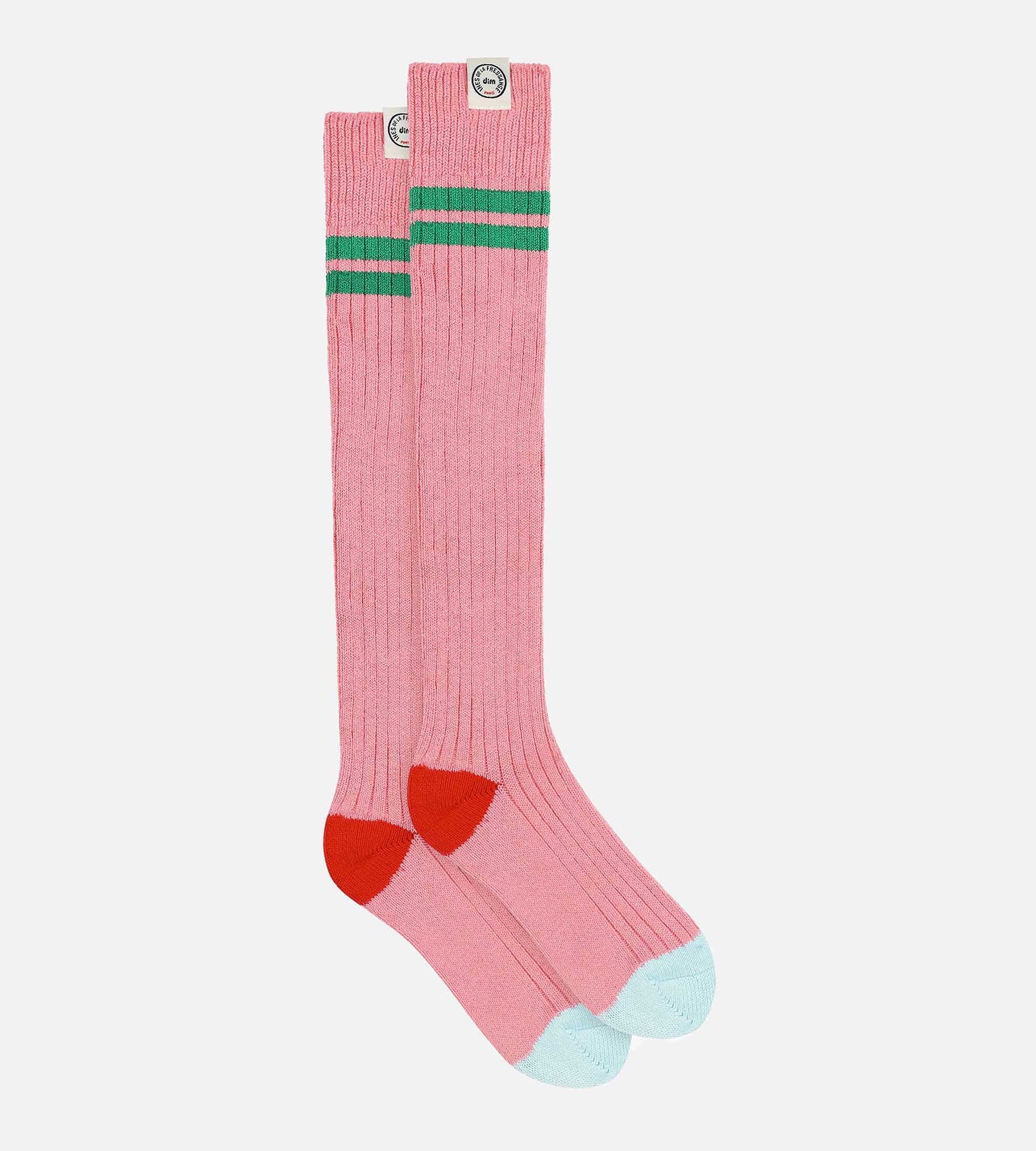 DIM Hohe Socken Frau colorblock Rose Dim x Ines de La Fressange