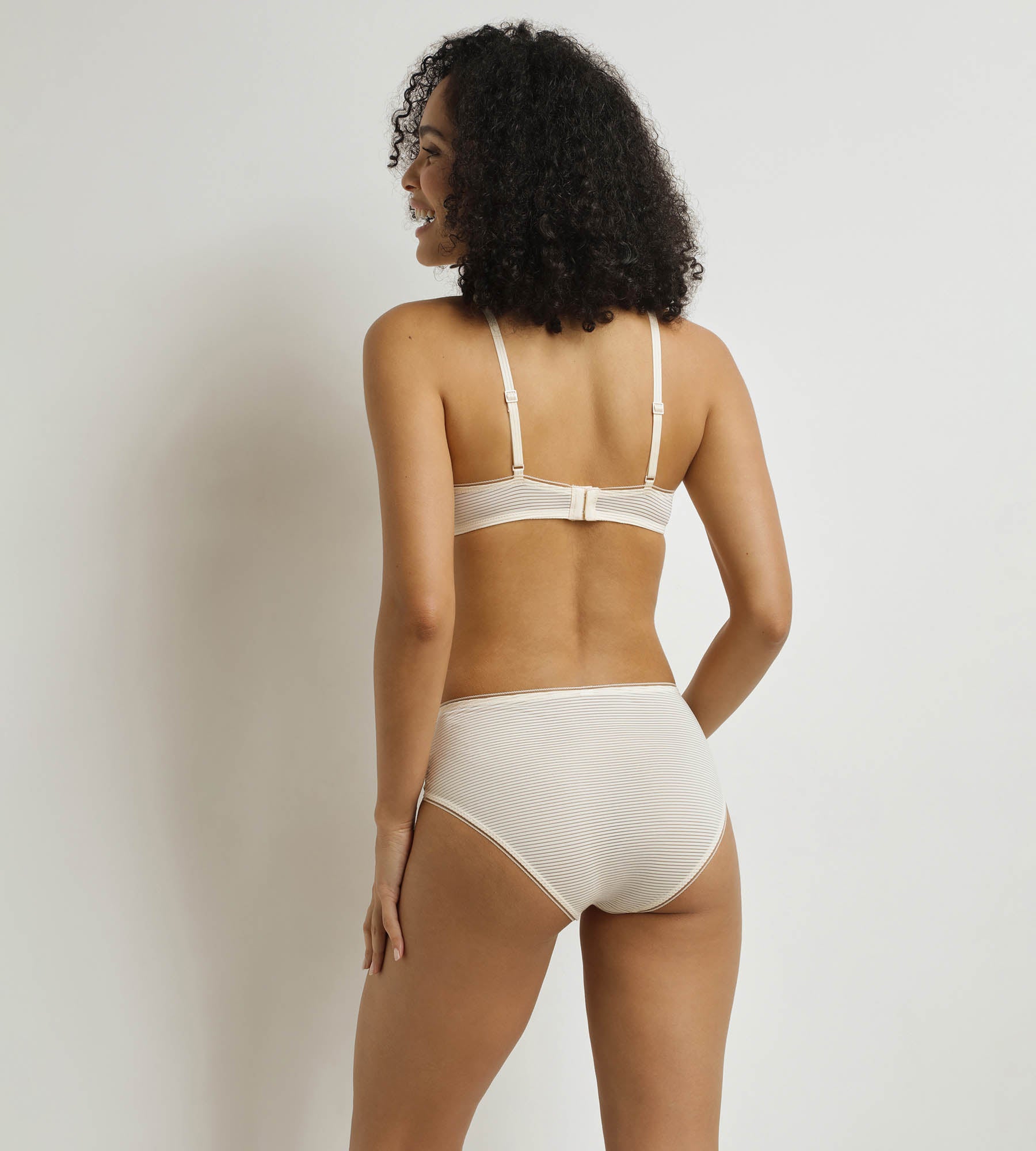 DIM Hoher Slip für Frauen mit Streifen Beige Dim x Ines de La Fressange
