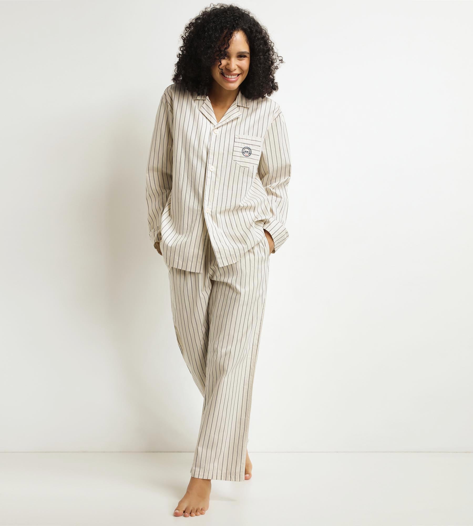 DIM Pyjama-Hose Frau Grau gestreift Dim x Ines de La Fressange