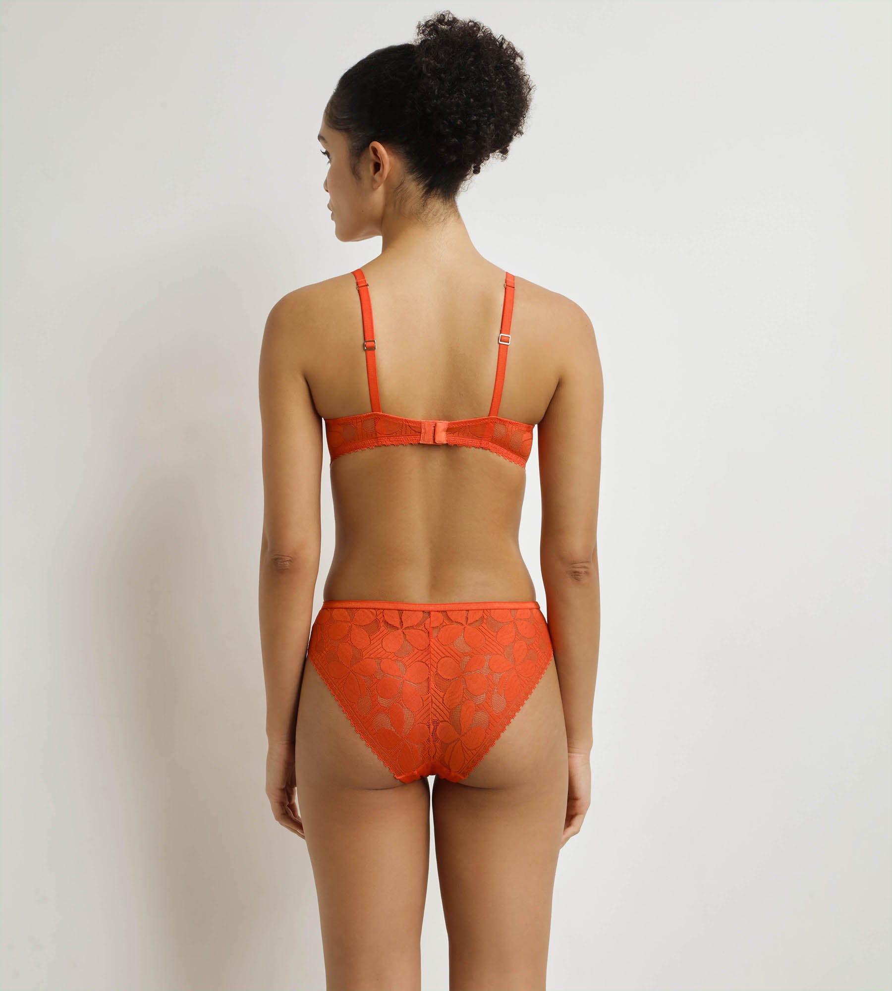 DIM Slip, Damen, halbtransparent Orange Art Flowers
