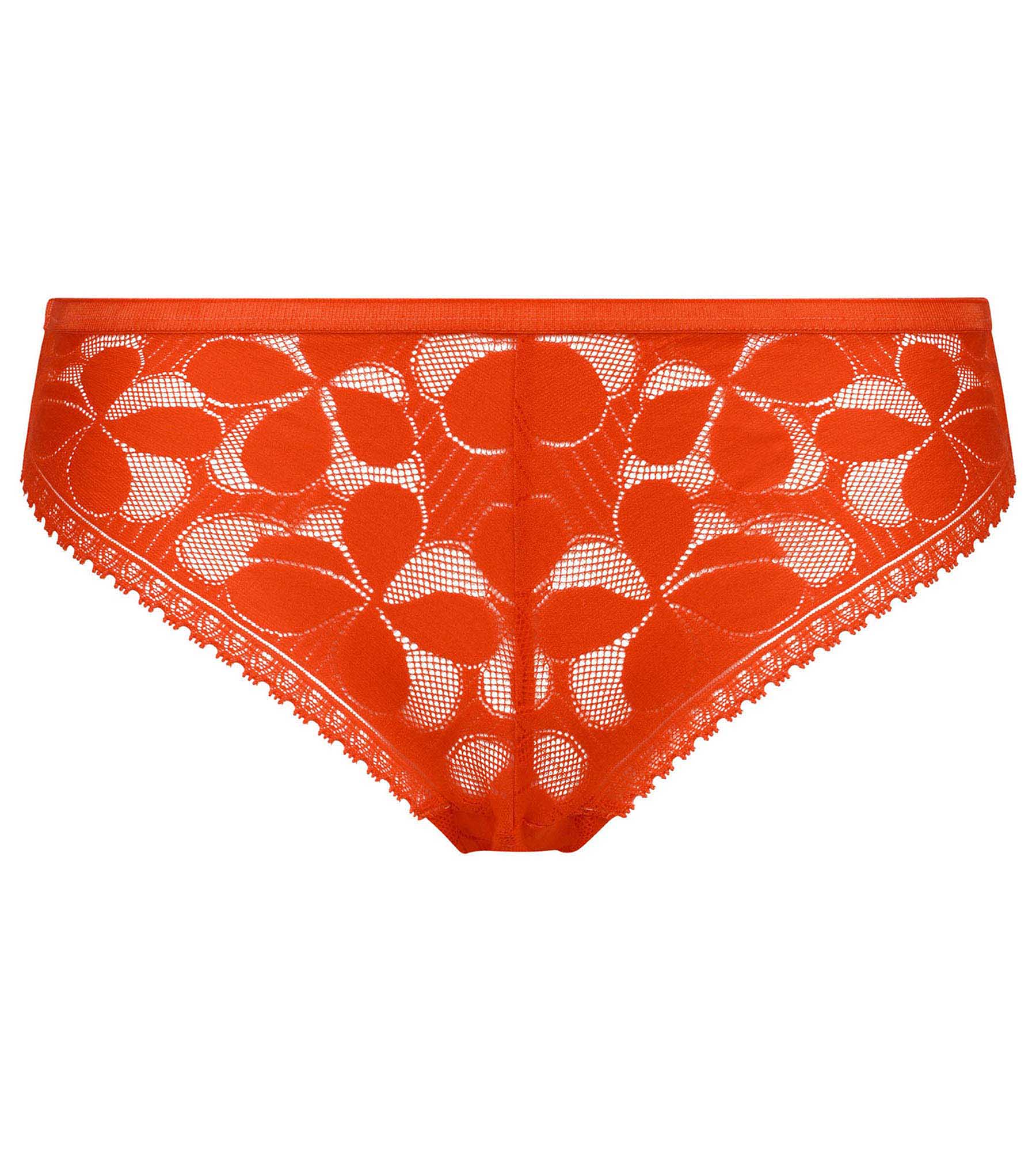 DIM Slip, Damen, halbtransparent Orange Art Flowers