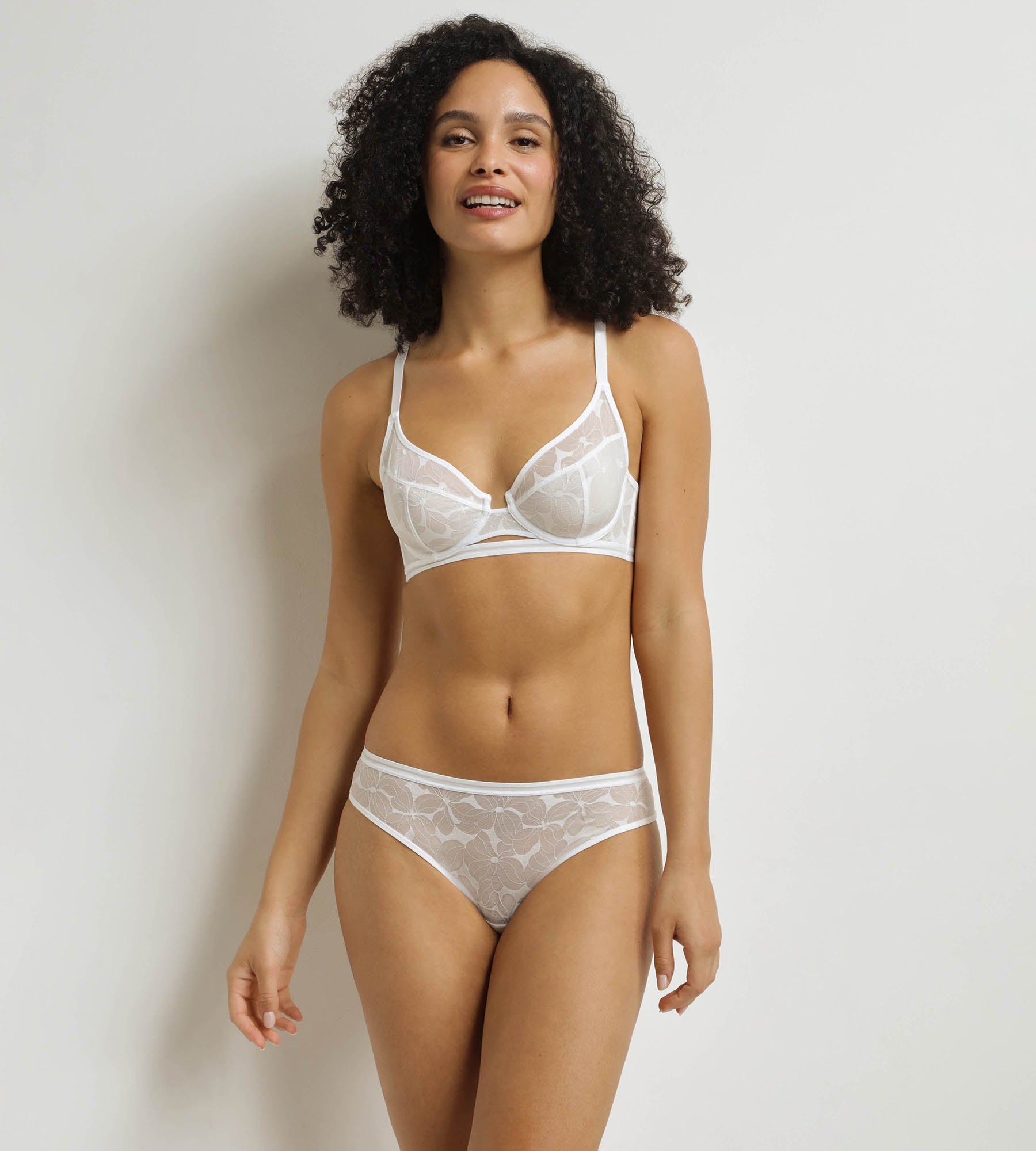 DIM Slip, Damen, Weiß, mit Blumen Dim Bloom