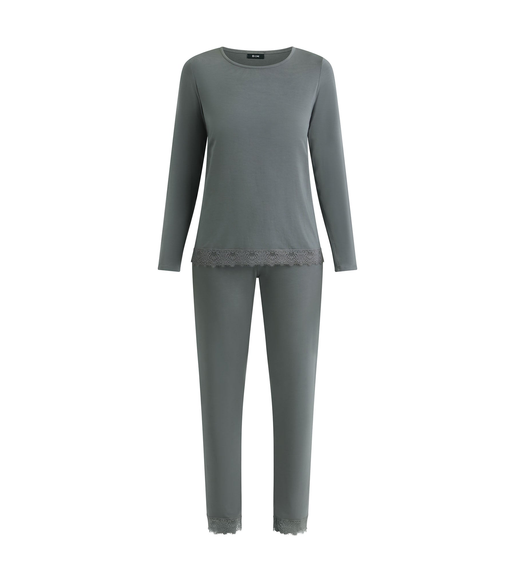 DIM Damenpyjama Hose Grau mit Spitze Don't Disturb