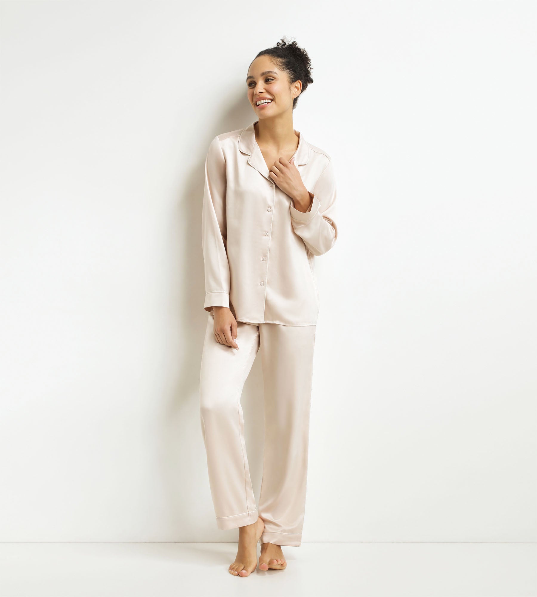 DIM Pyjama-Set Damen Hose Ivory Grau Gestreift Don't Disturb
