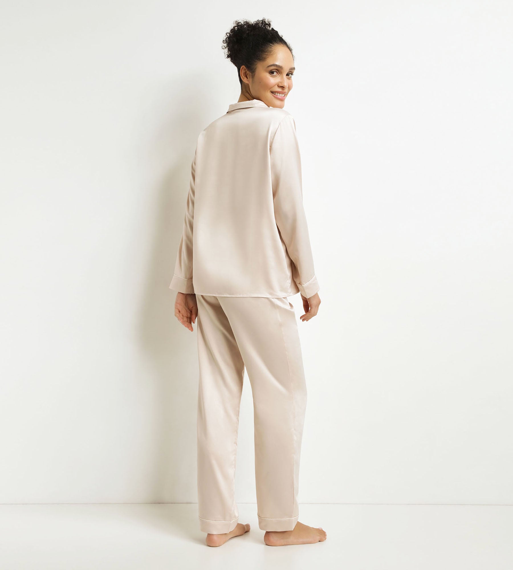 DIM Pyjama-Set Damen Hose Ivory Grau Gestreift Don't Disturb