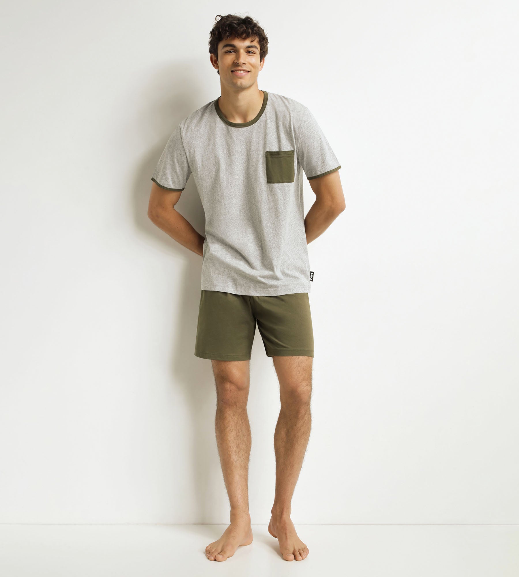 DIM Pyjama-Shorts für Männer Khaki Grau Dim Jersey