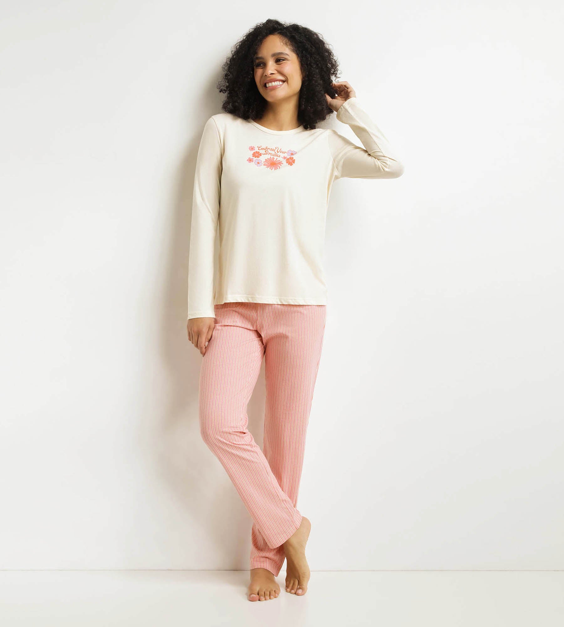 DIM Set Pyjama Hose Frau Beige Don't Disturb