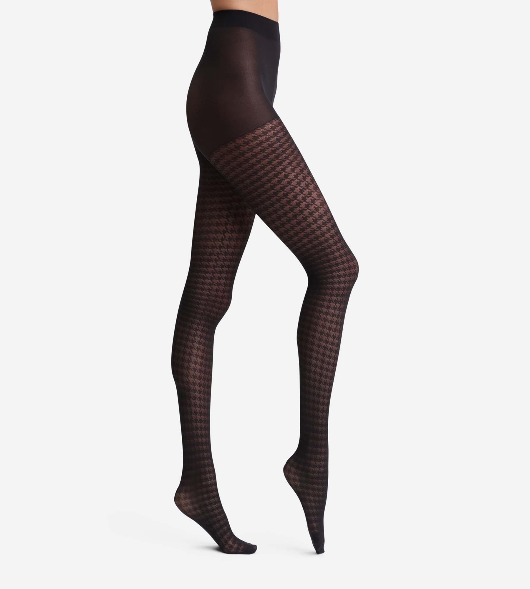 DIM Schwarze Strumpfhose mit Hahnentrittmuster Dim Style